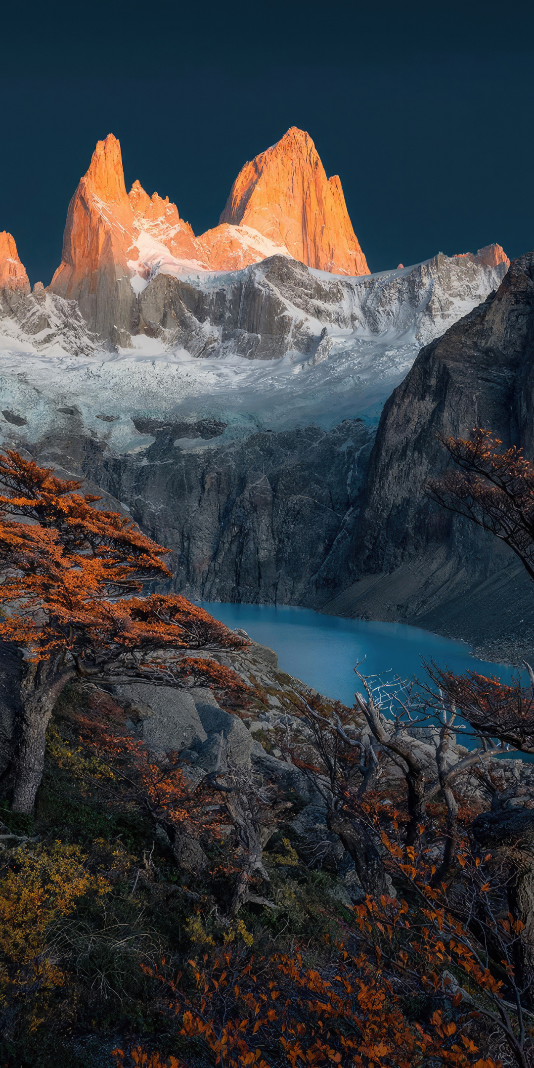 Patagonia of Argentina, mountains cliffs, nature, 1080x2160 wallpaper