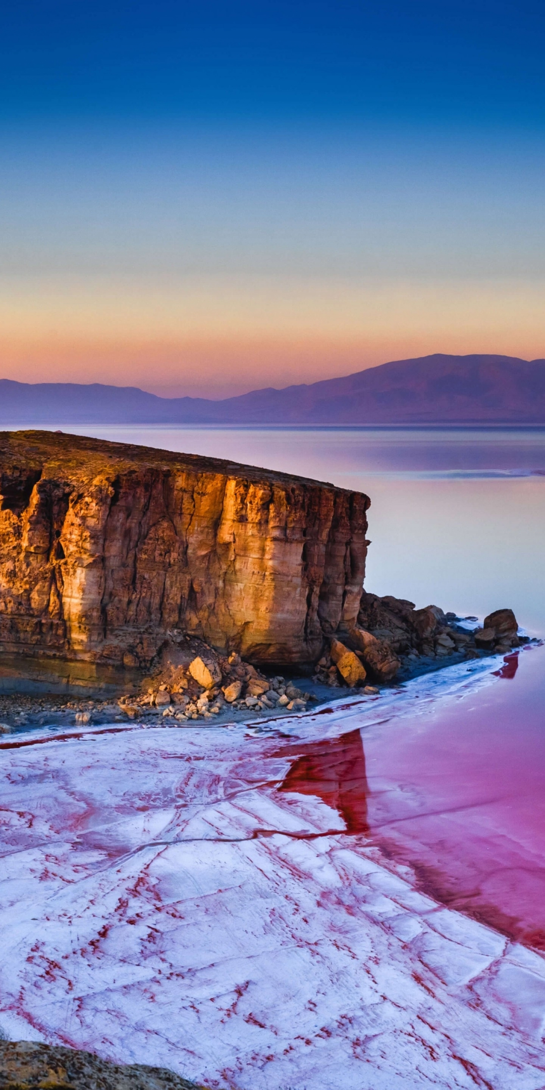 Lake Urmia, lake water, sunrise, Iran, 1080x2160 wallpaper