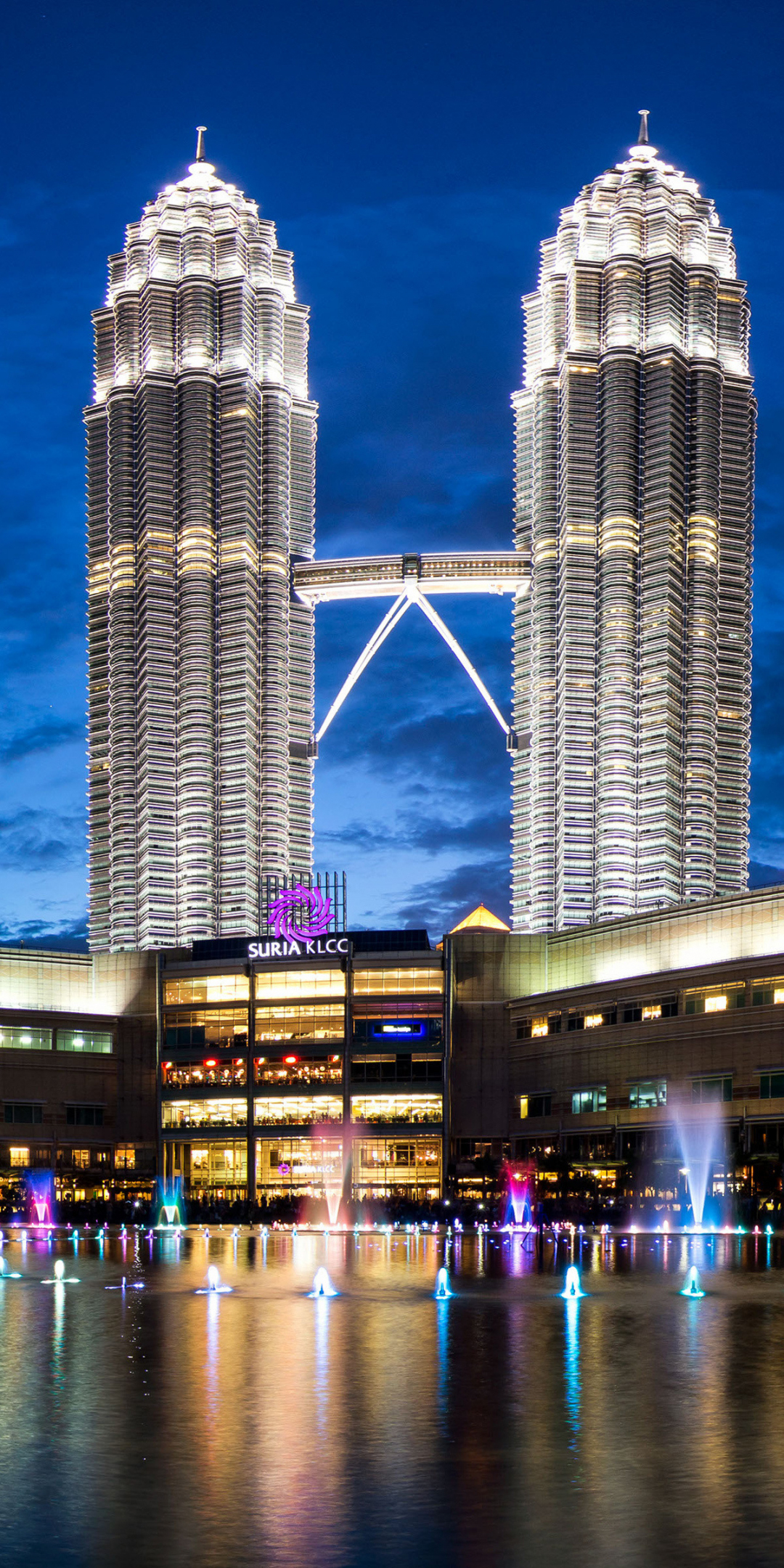 Petronas Towers, Kuala Lumpur, skyline, buildings, night, 1080x2160 wallpaper
