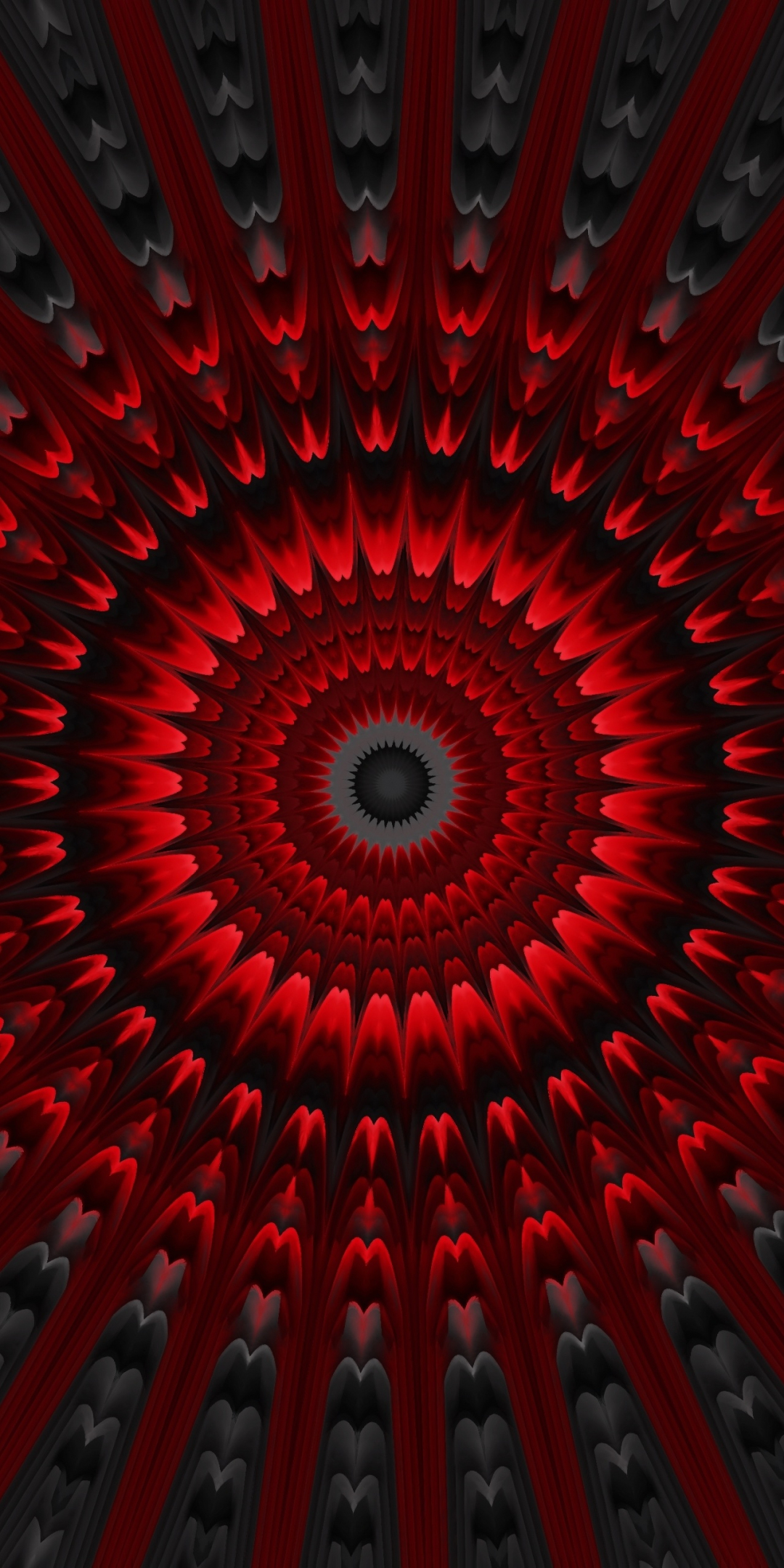 Download 1080x2160 Wallpaper Red Circles Pattern Mandala Fractal