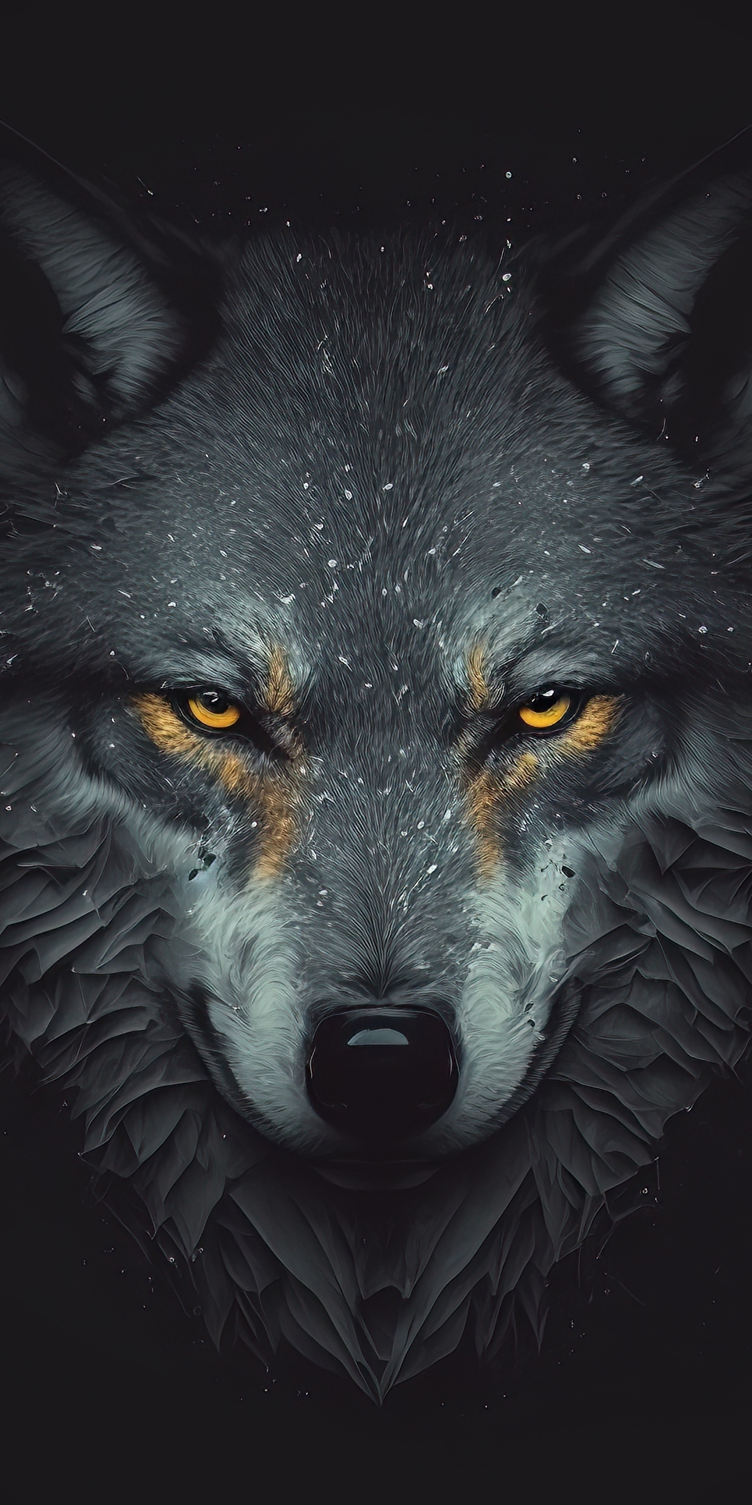 Staring Wolf, muzzle, 1080x2160 wallpaper