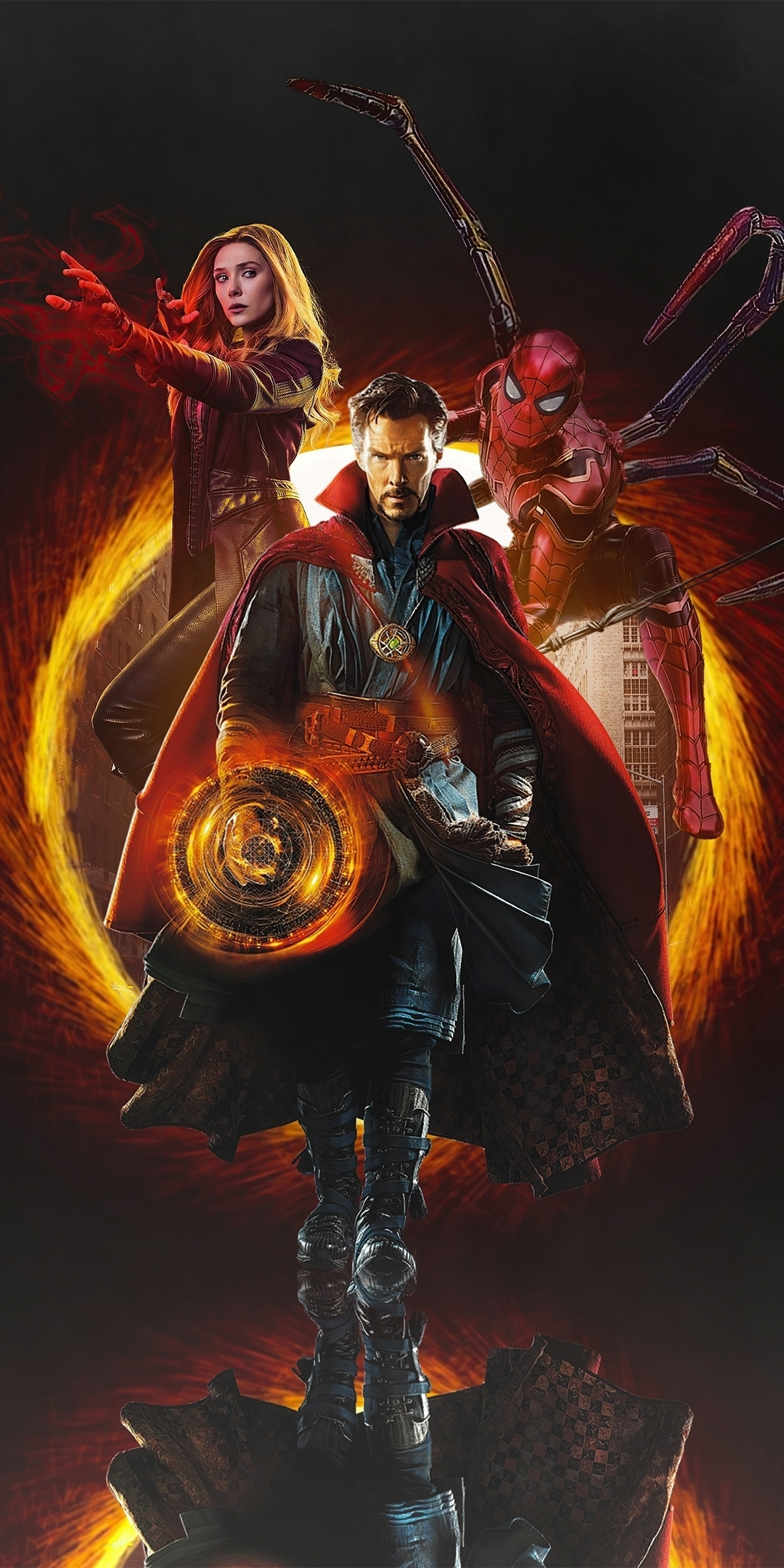 Doctor Strange, Wanda & Spider-man, marvel heroes, fan art, 1080x2160 wallpaper