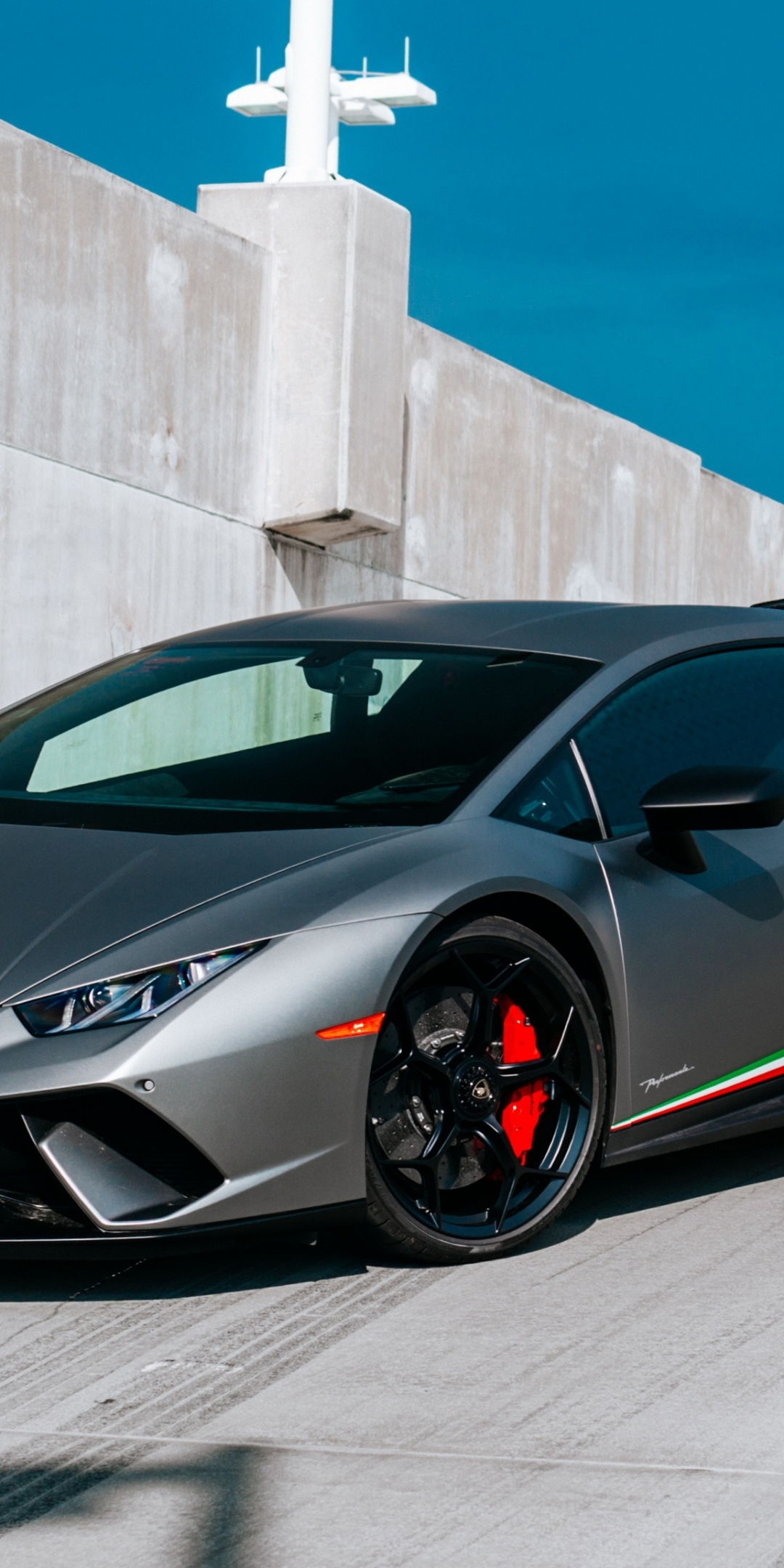 Lamborghini Huracan, gray car, 1080x2160 wallpaper