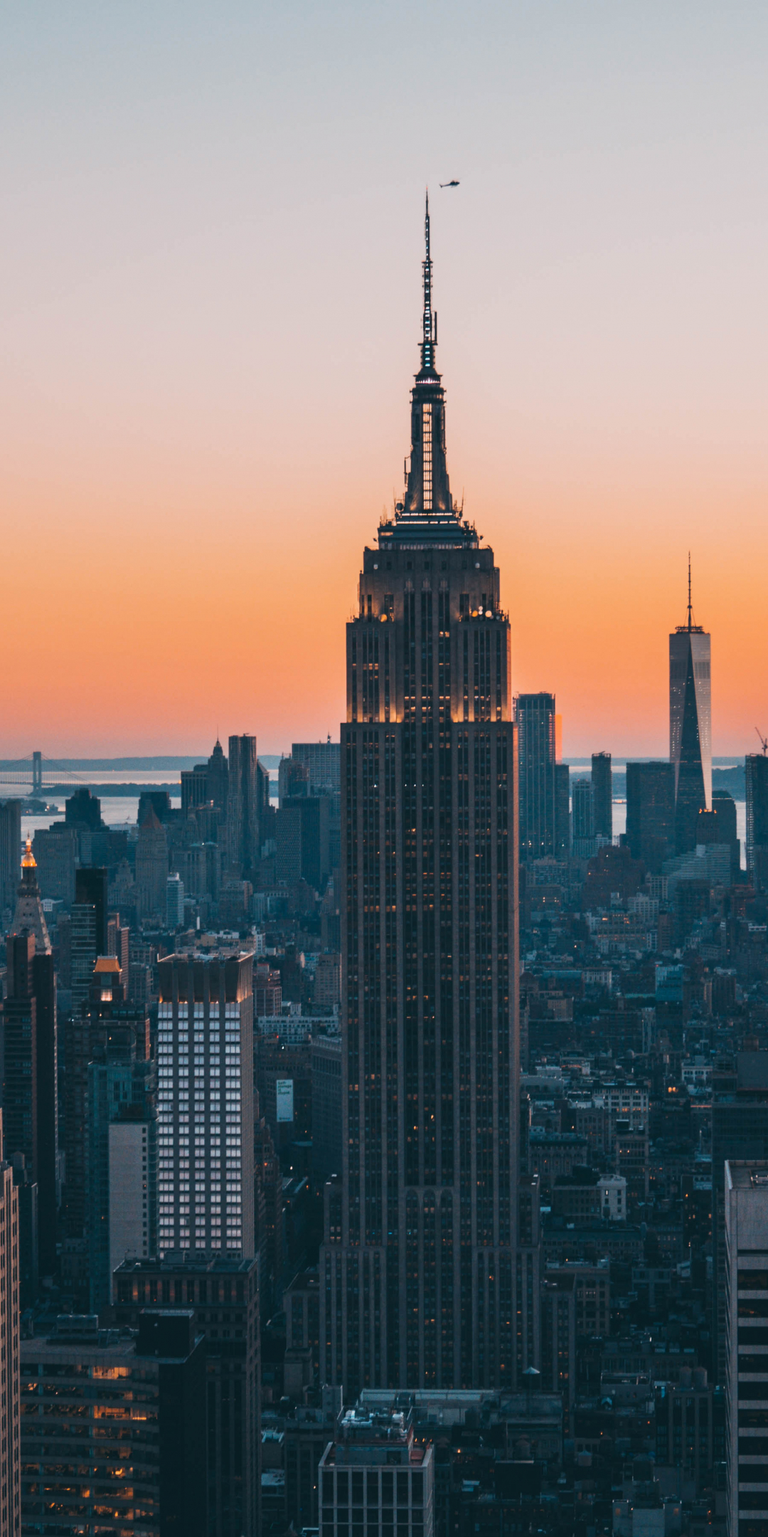Empire State Building, buildings, sunset, new york city, 1080x2160 wallpaper