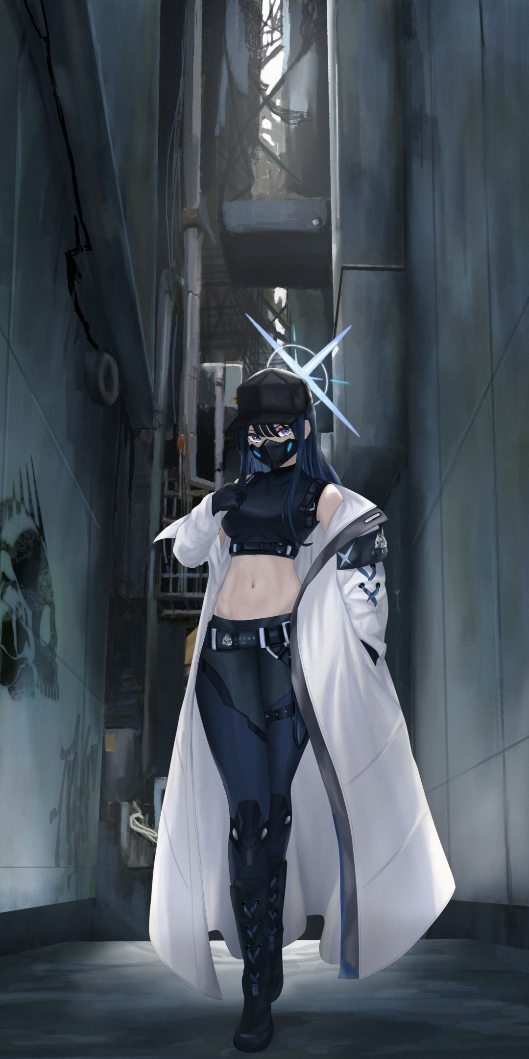 Girl in mask, anime, anime girl, character art, original, 1080x2160 wallpaper