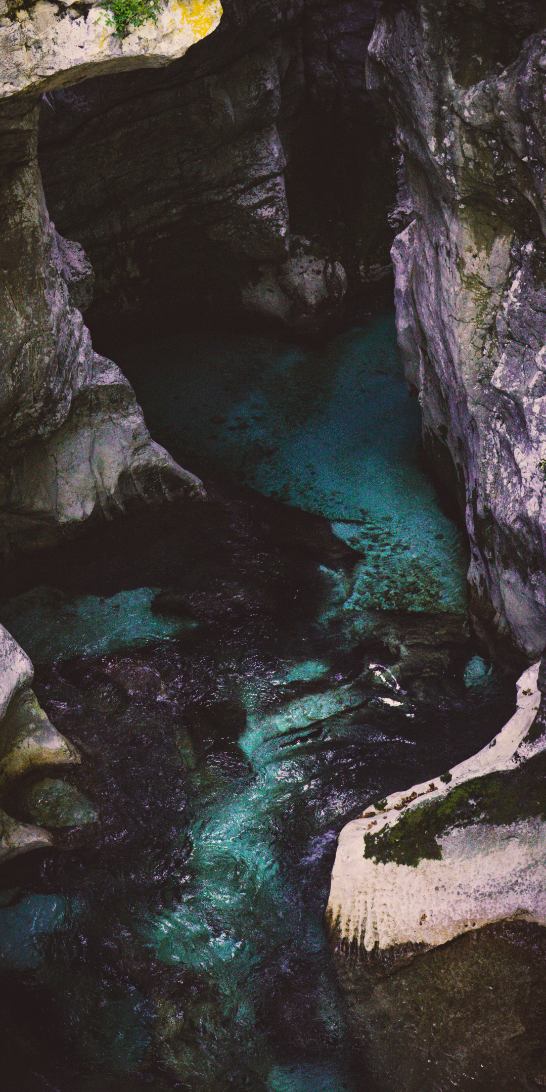 River, flow, nature, cave, valley, 1080x2160 wallpaper