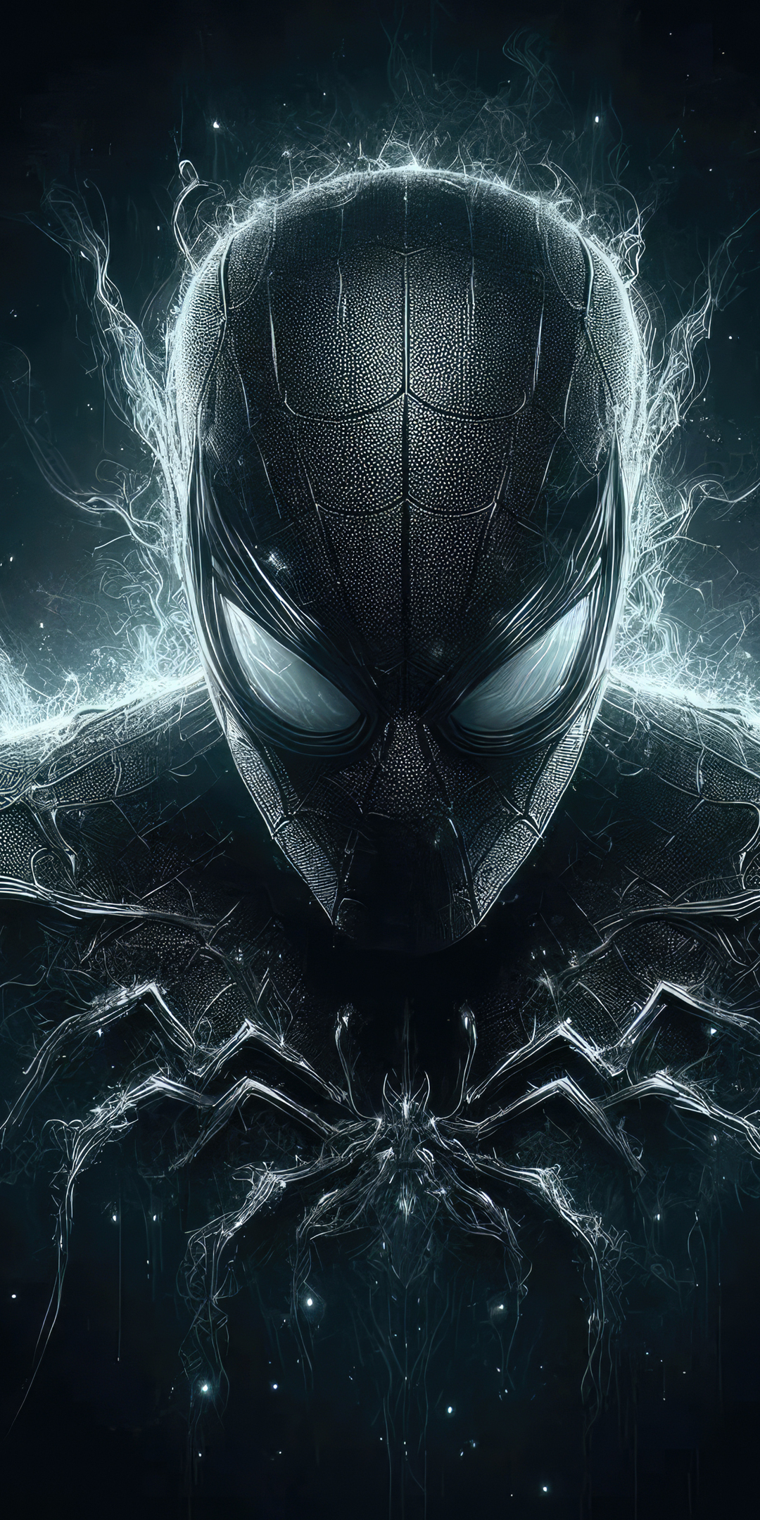 Black spider-man, fan art, 1080x2160 wallpaper