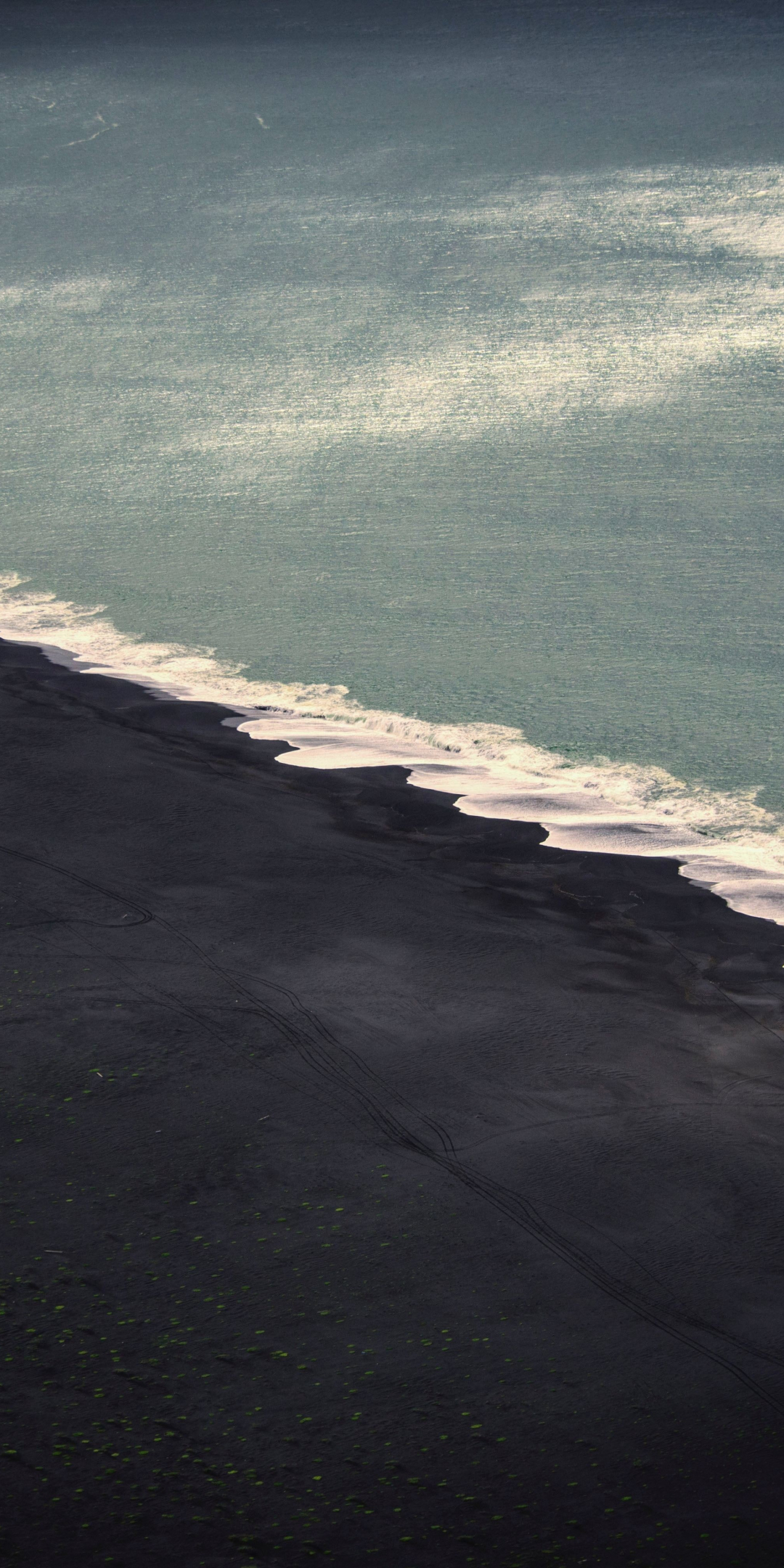 Black beach, sea, aerial view, 1080x2160 wallpaper