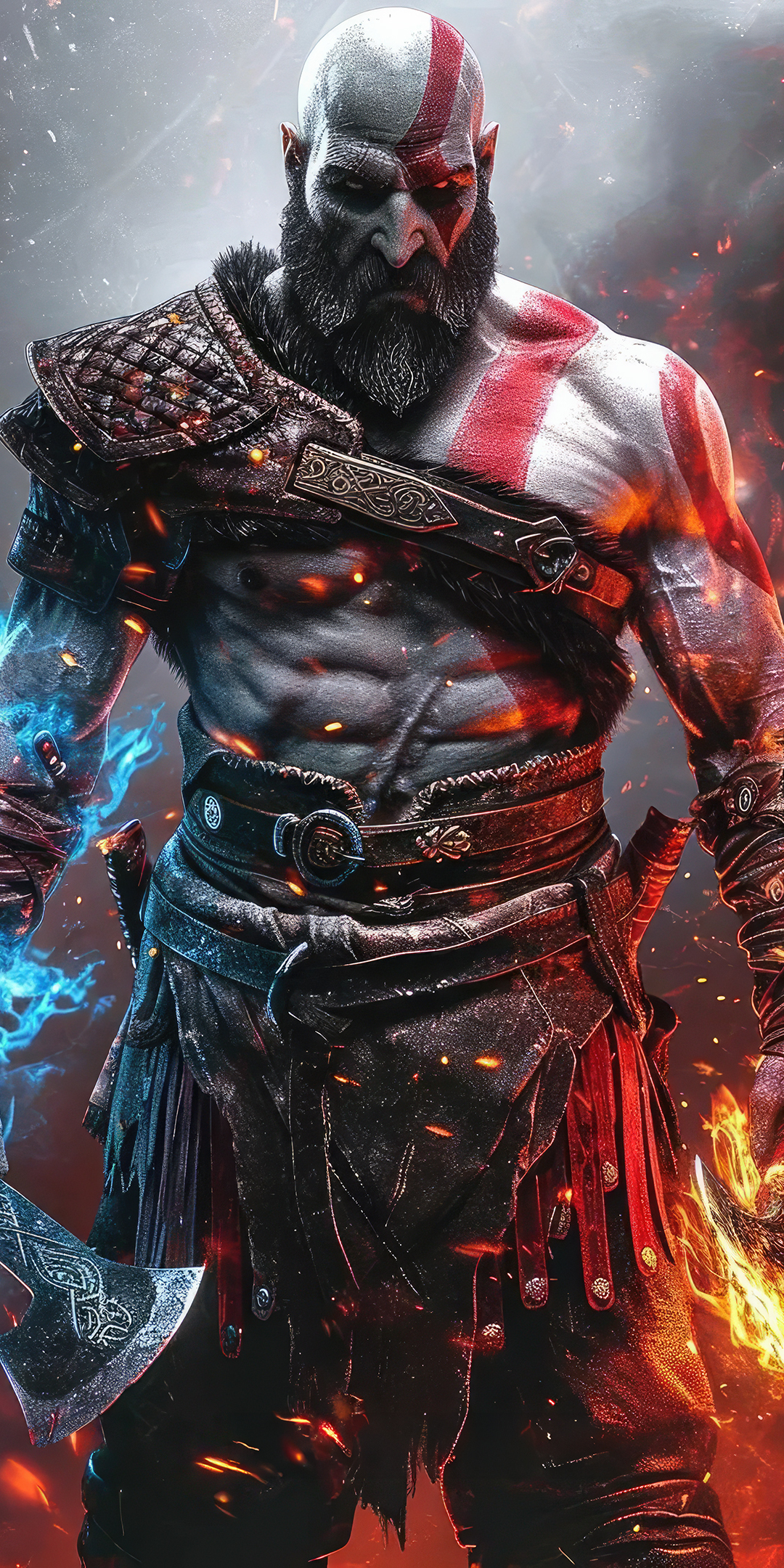 Kratos in action, warrior from God of War, 2024, 1080x2160 wallpaper