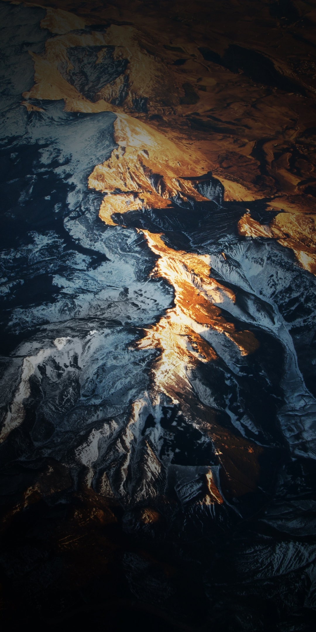 Mountains, aerial view, landscape, range, 1080x2160 wallpaper