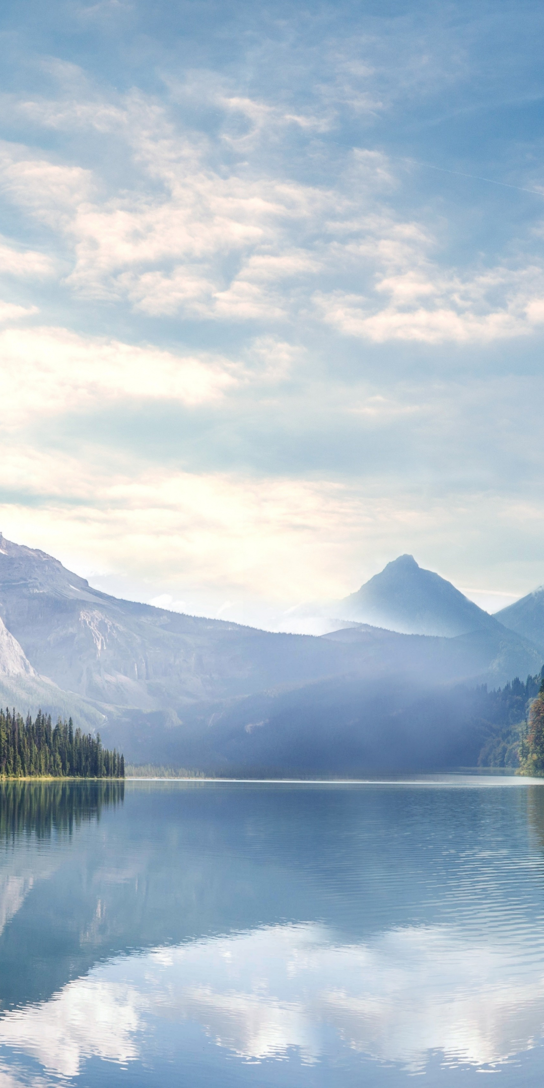 Lake, nature, mountains, forest, sky, trees, 1080x2160 wallpaper