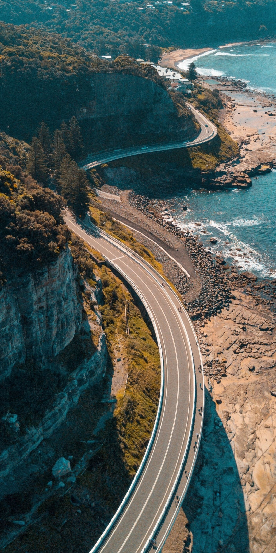 Sea Cliff Bridge, aerial view, highway, 1080x2160 wallpaper