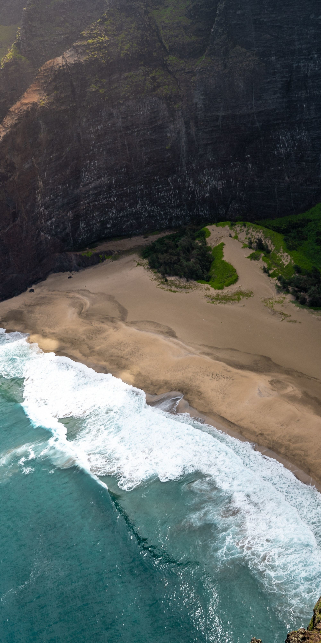 Coast, aerial view, beach, sea, nature, 1080x2160 wallpaper