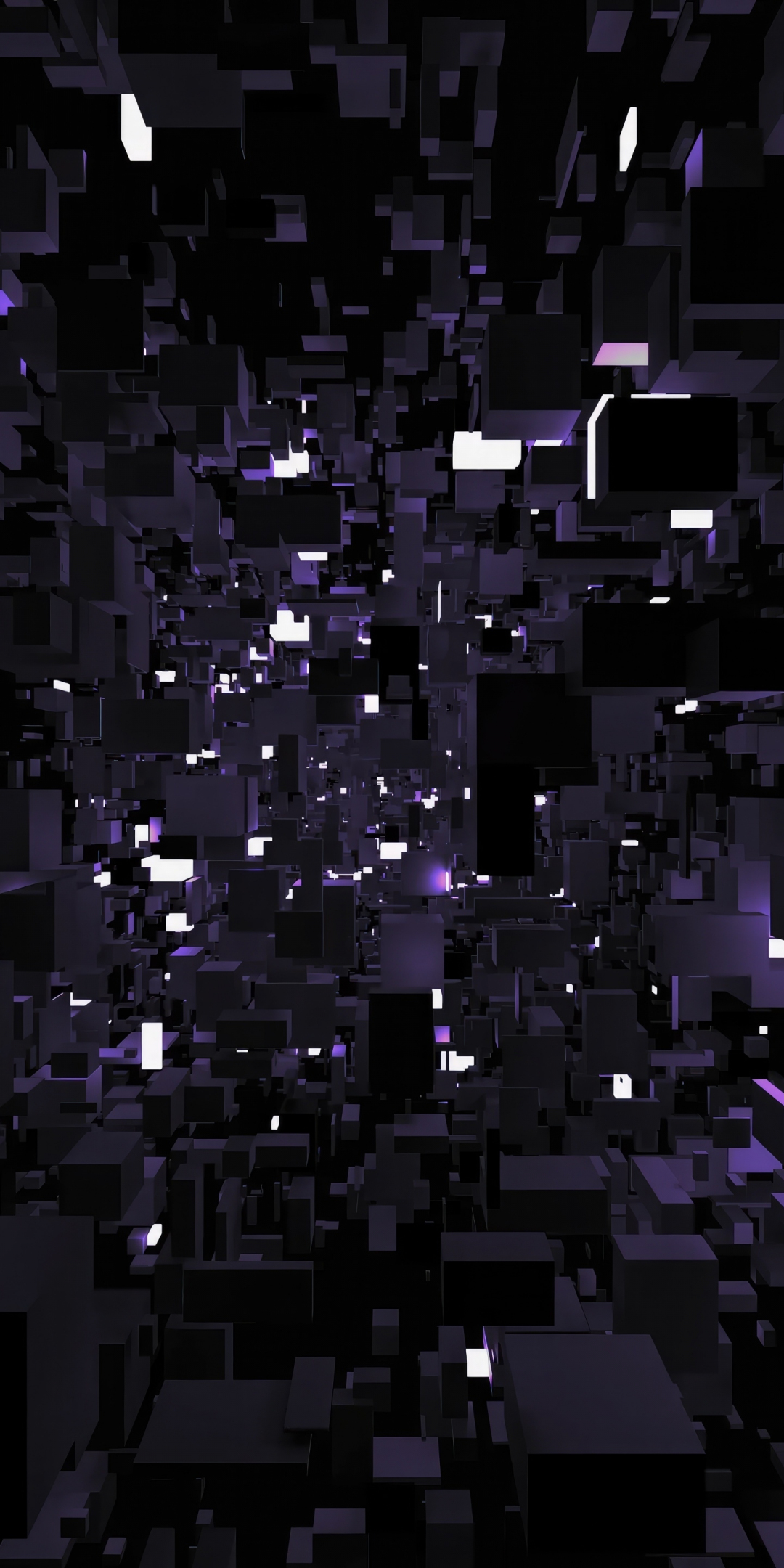 Geometric flux, vibrant and 3D dynamic cubes, dark, 1080x2160 wallpaper