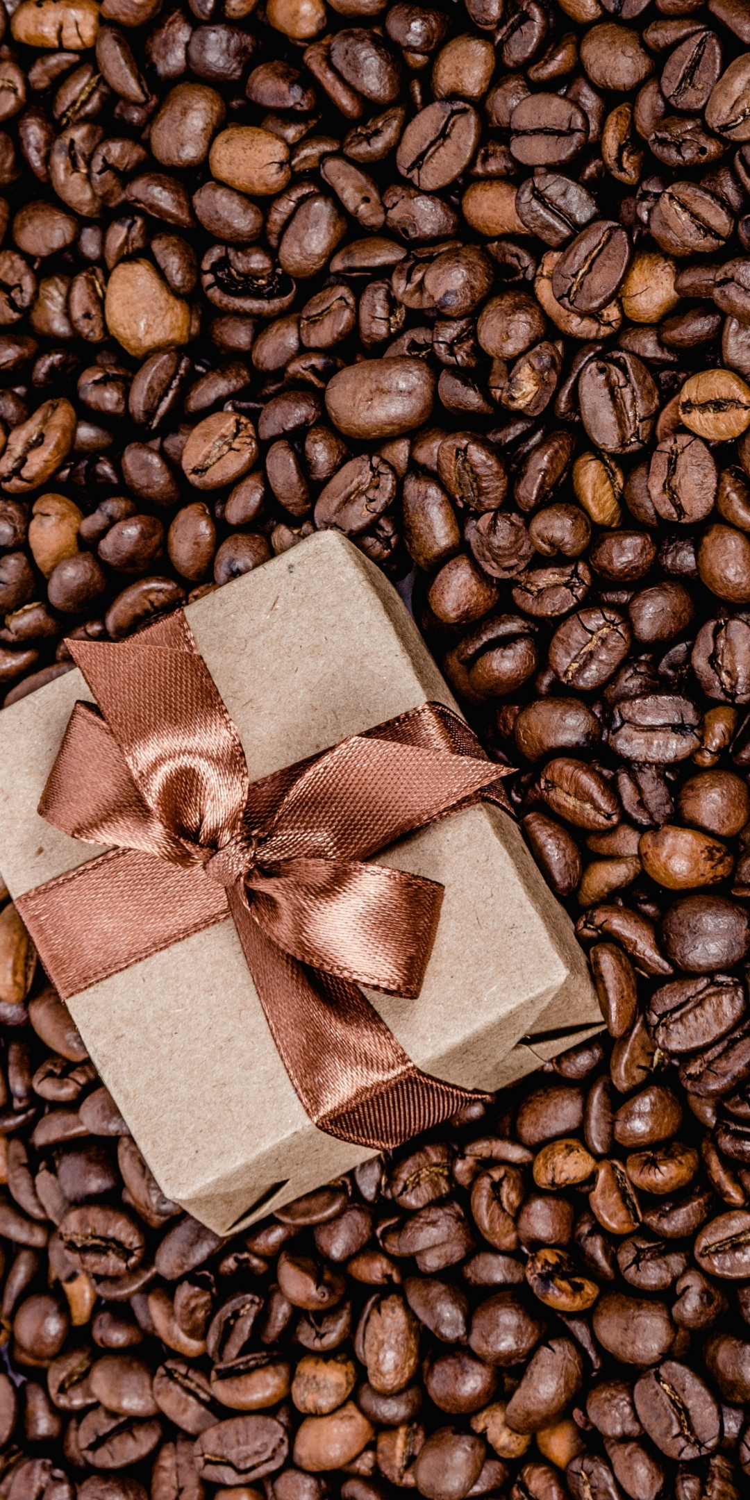 Gift box, coffee beans, 1080x2160 wallpaper