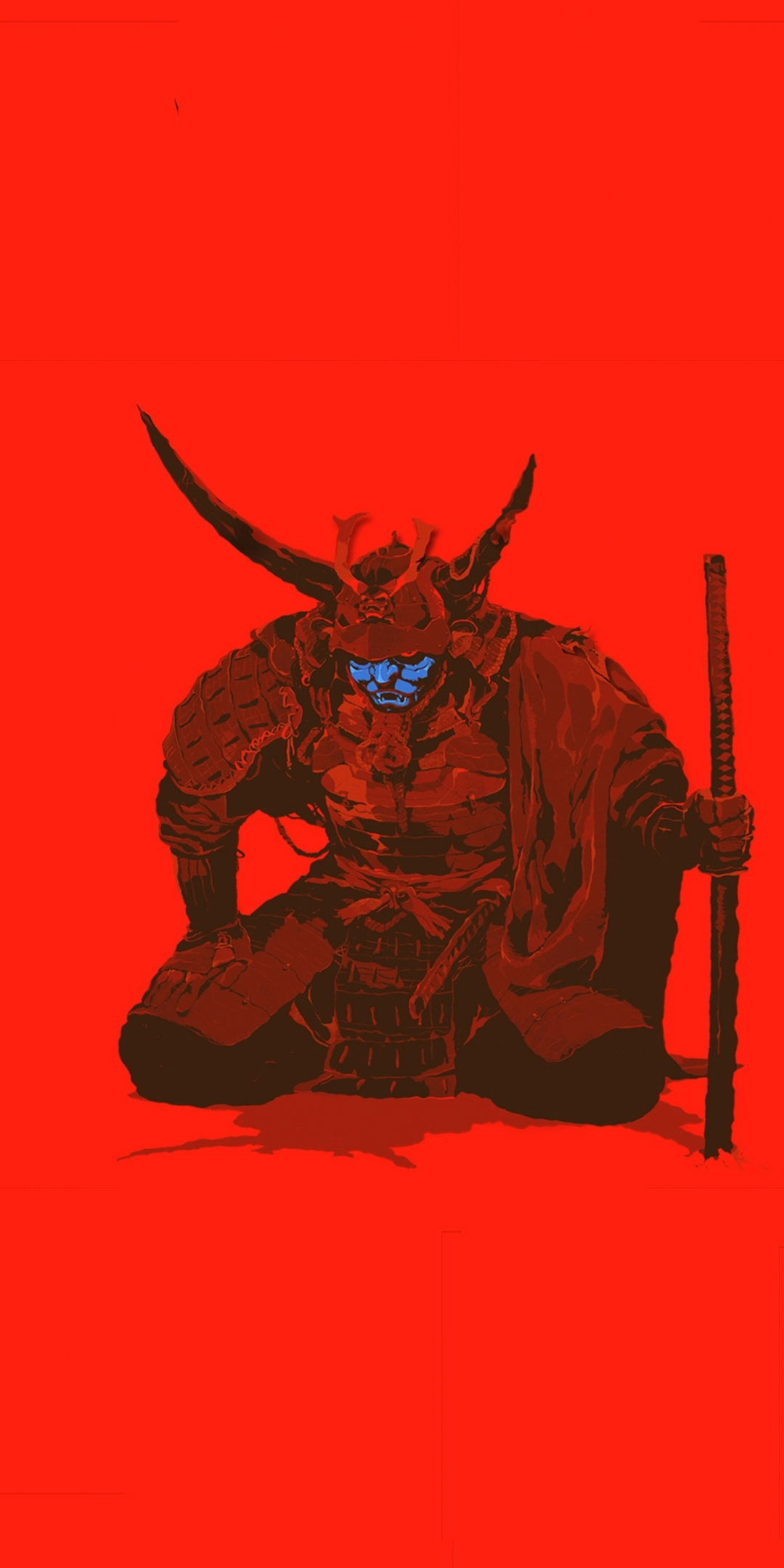 Samurai, warrior, minimal, art, 1080x2160 wallpaper