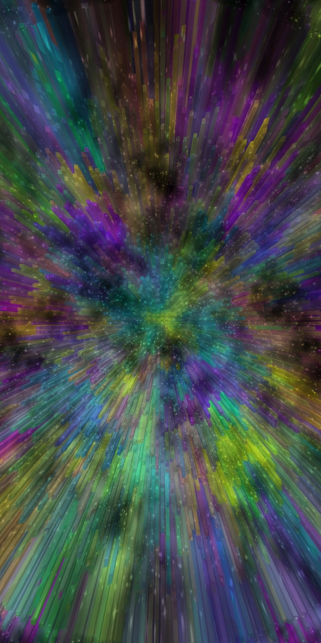Space, particle scattering, explosion, colorful, 1080x2160 wallpaper