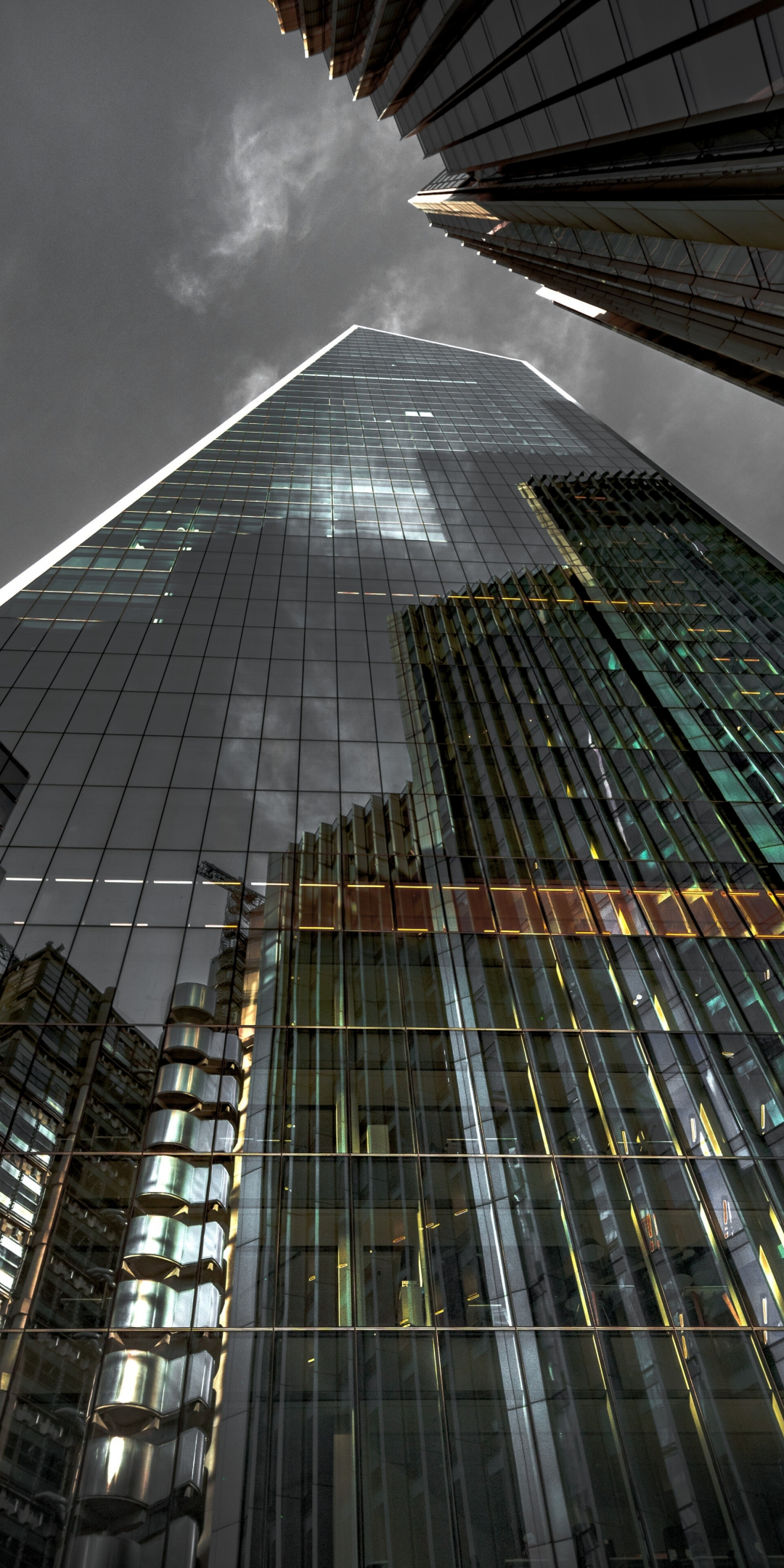 Glass facade, building, reflections, 1080x2160 wallpaper