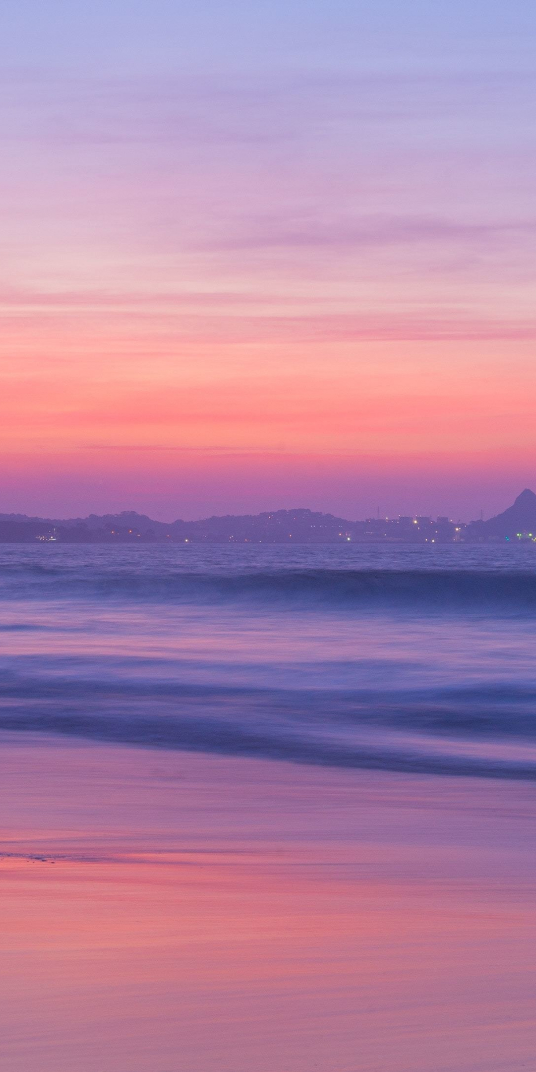 Pink, sunset, seashore, nature, 1080x2160 wallpaper