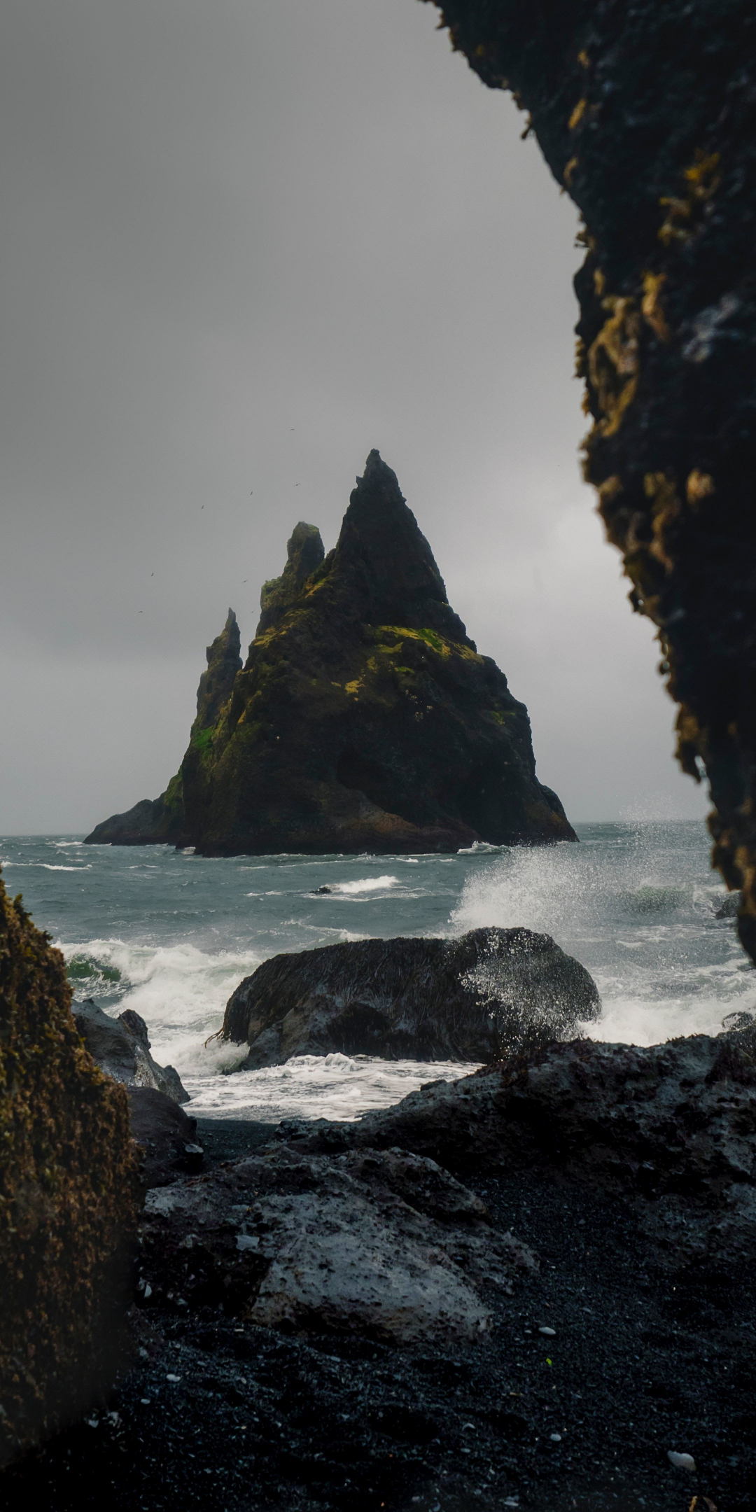 Coastal, cliff, green, Iceland, nature, 1080x2160 wallpaper