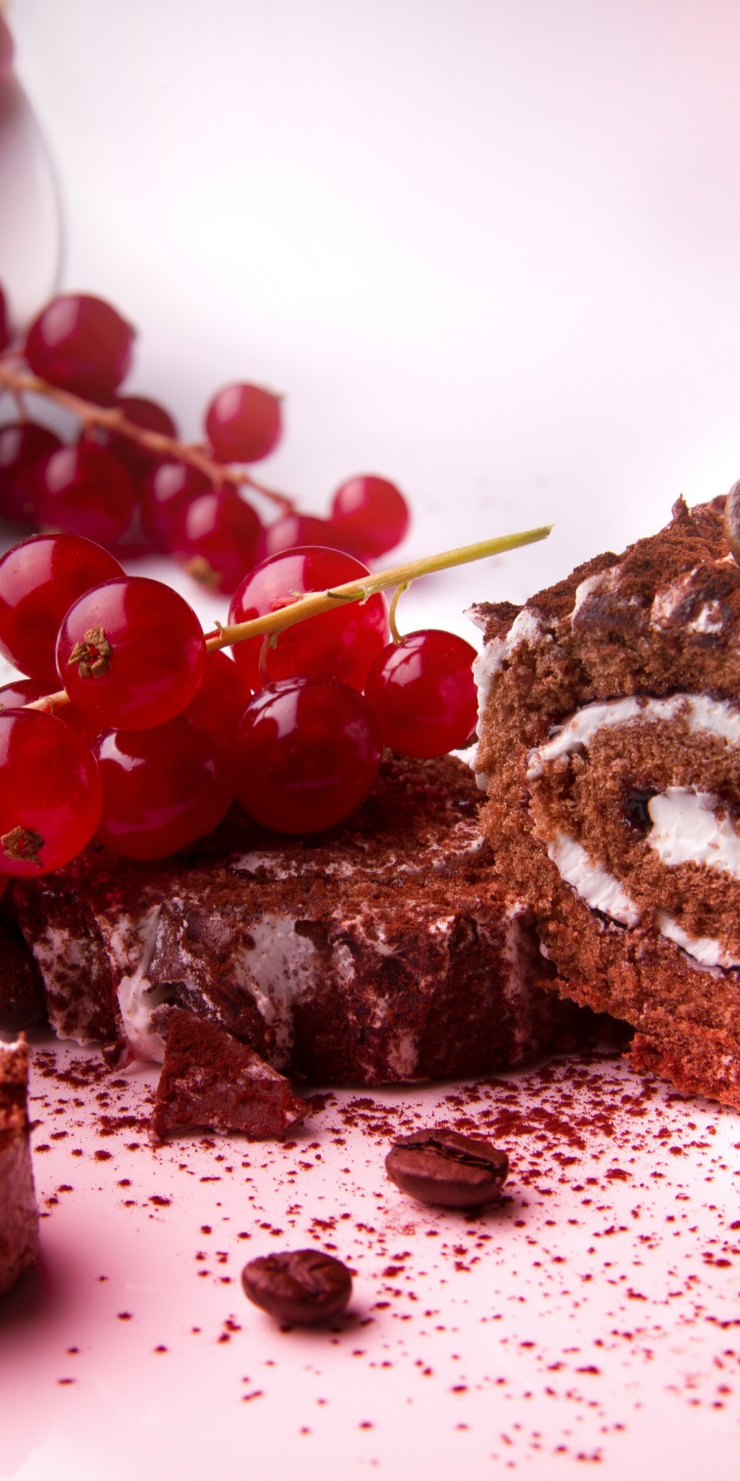 Red fruits, berries, cake, dessert, 1080x2160 wallpaper