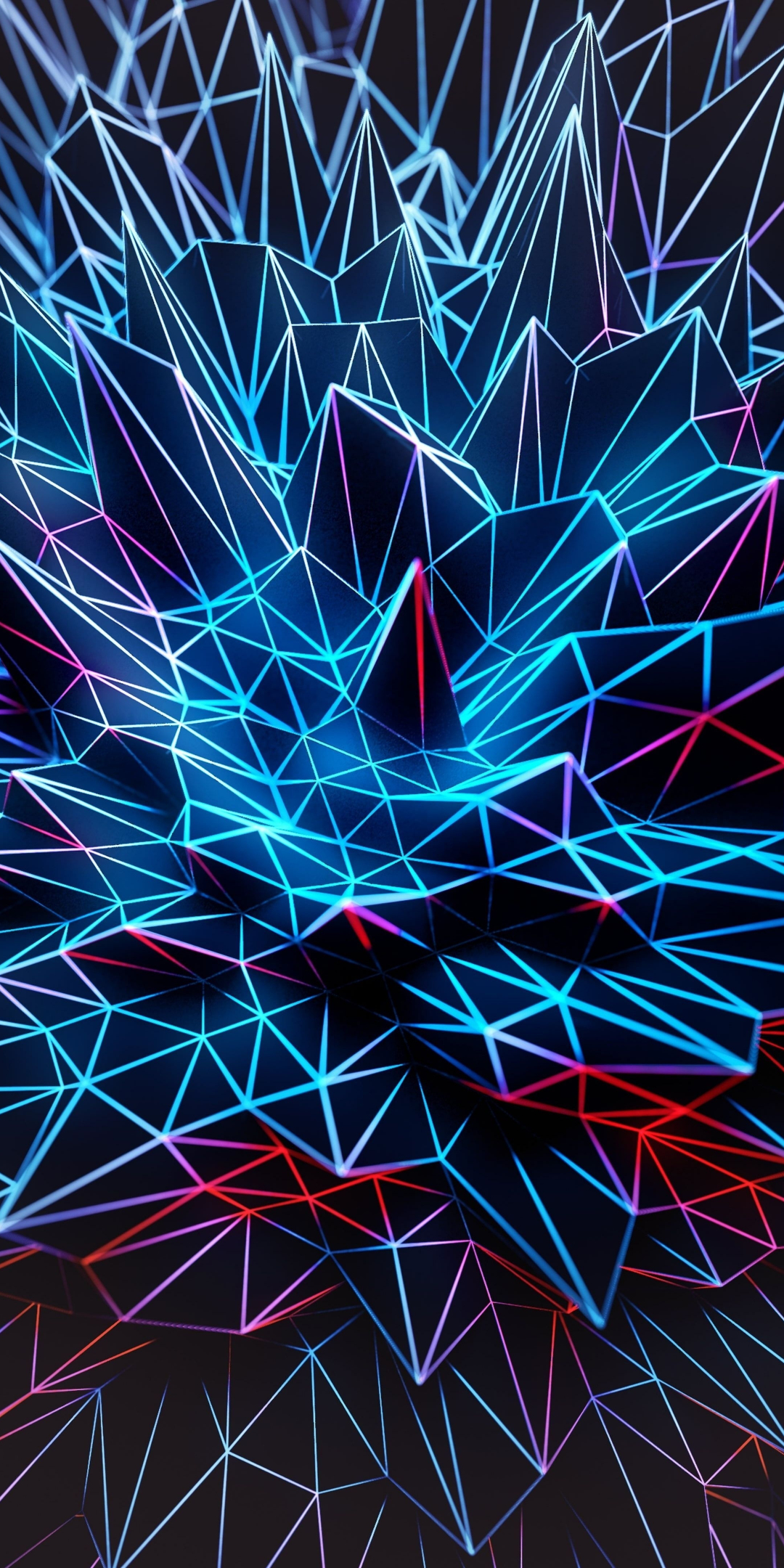 Glowing edges, pikes, triangles, abstract, 1080x2160 wallpaper