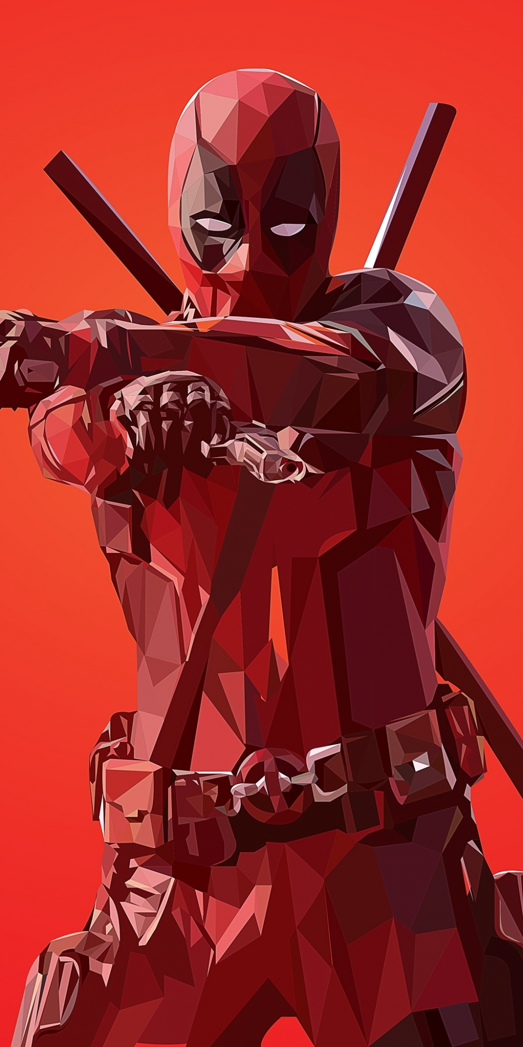 Deadpool, low poly, artworks, 1080x2160 wallpaper