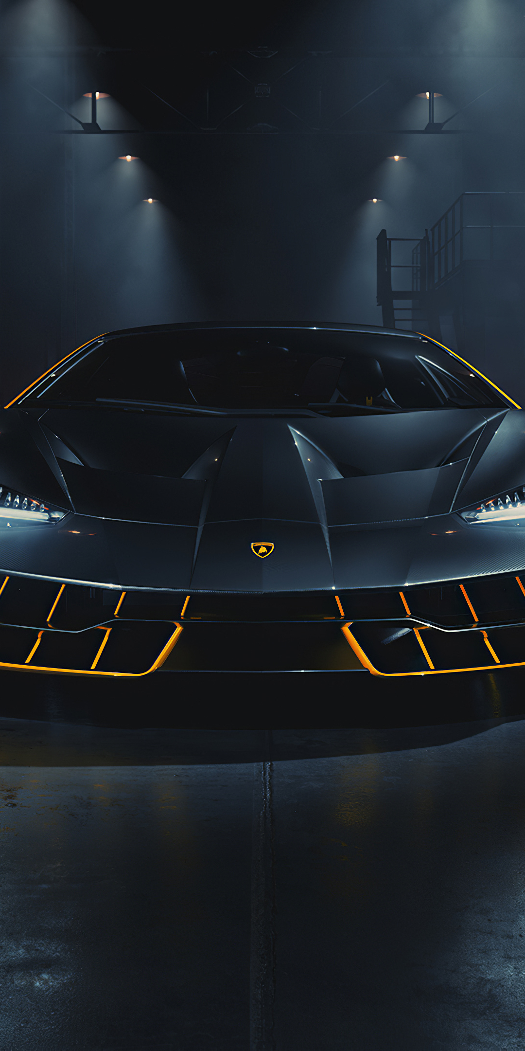 Lamborghini Centenario, front-view, golden edges, 1080x2160 wallpaper