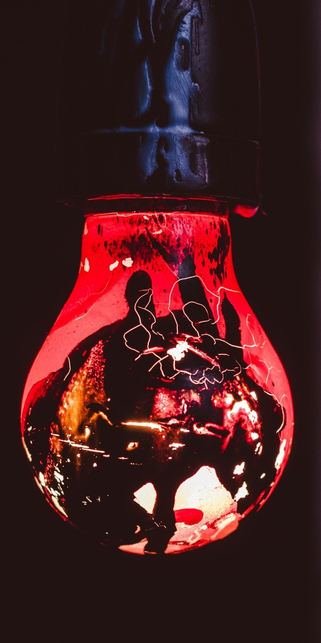 Red, portrait, light bulb, 1080x2160 wallpaper