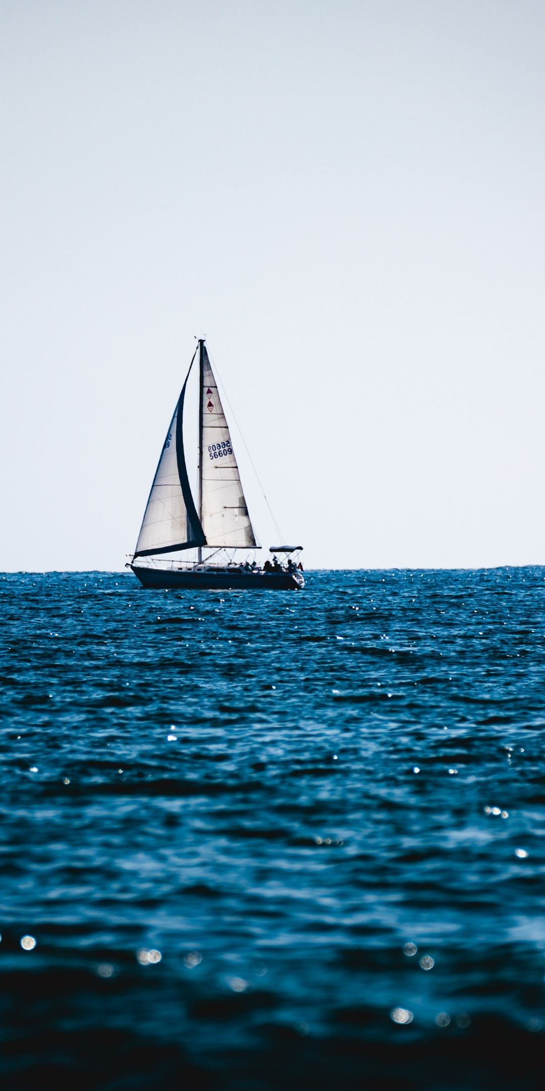 Week-end out, sailboat, blue sea, summer, 1080x2160 wallpaper