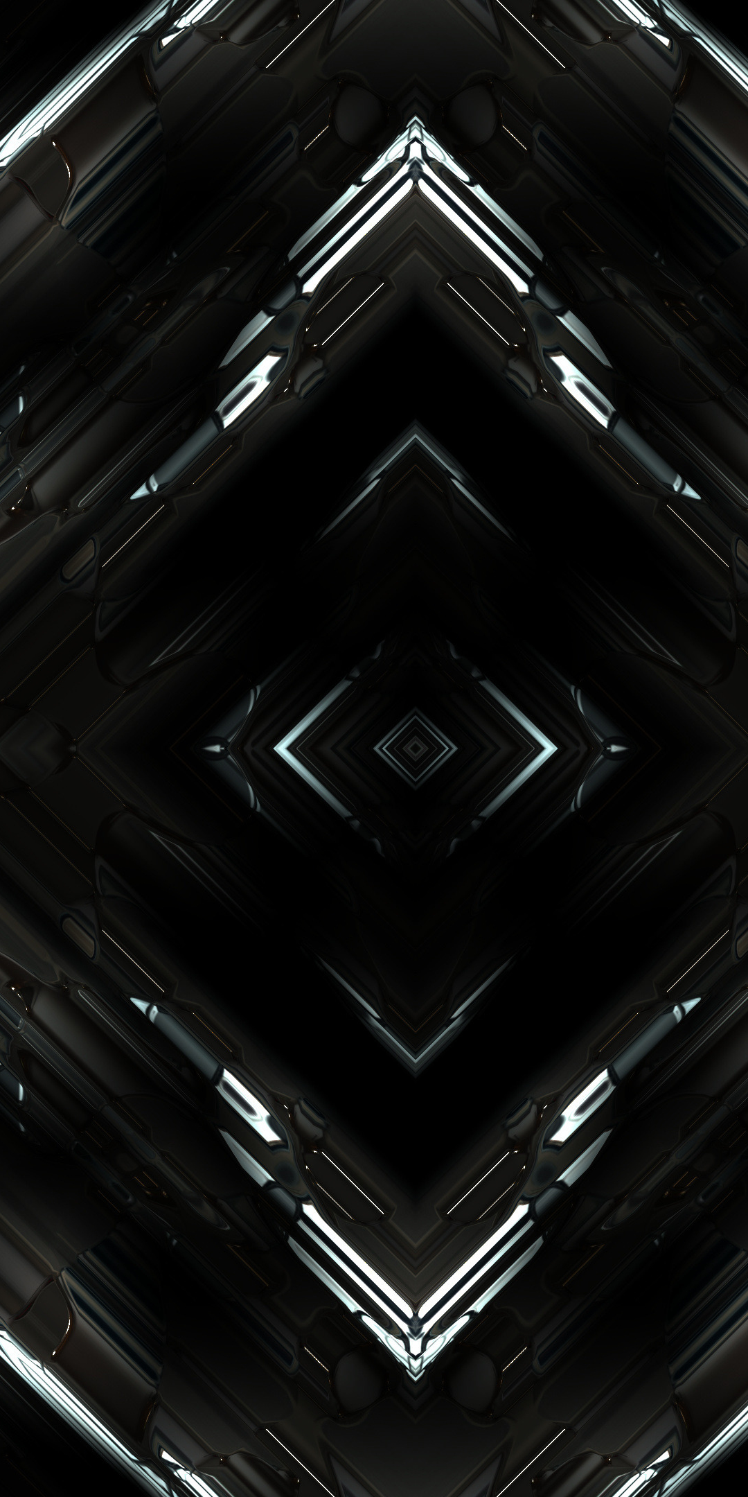 Squares, dark fractal, abstract, glowing lines, 1080x2160 wallpaper