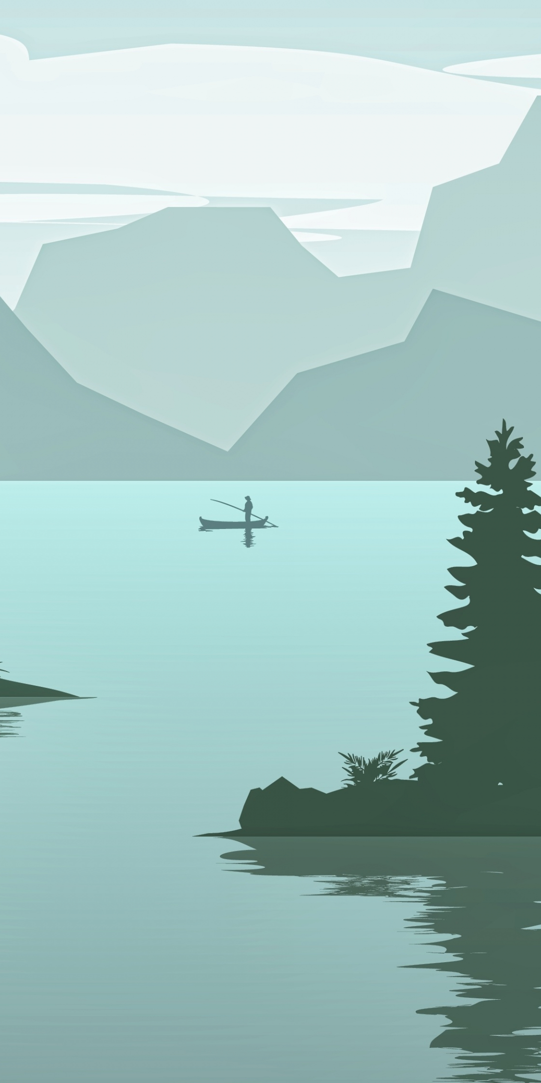 Lake, mountains, digital art, 1080x2160 wallpaper