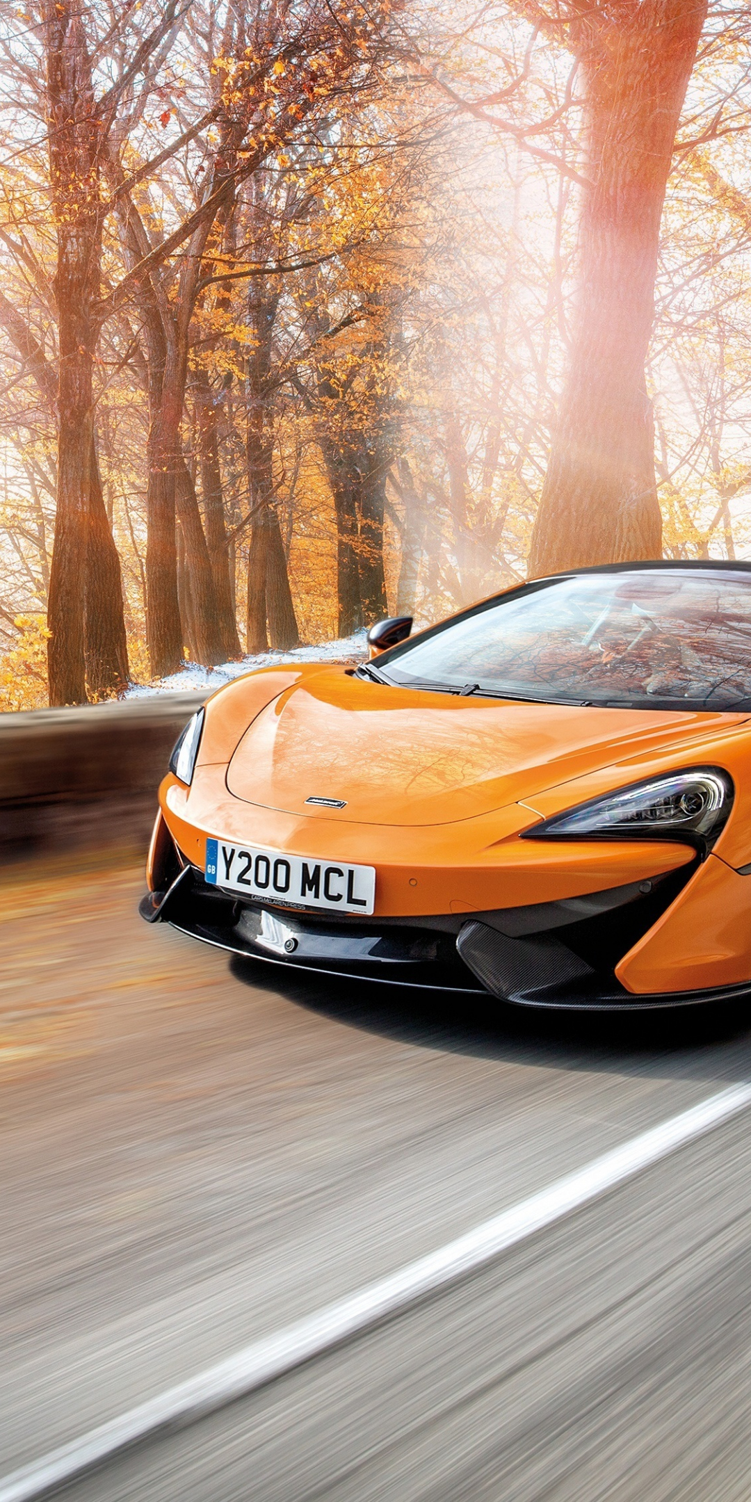 Orange, McLaren 570s, sports car, on-road, 1080x2160 wallpaper