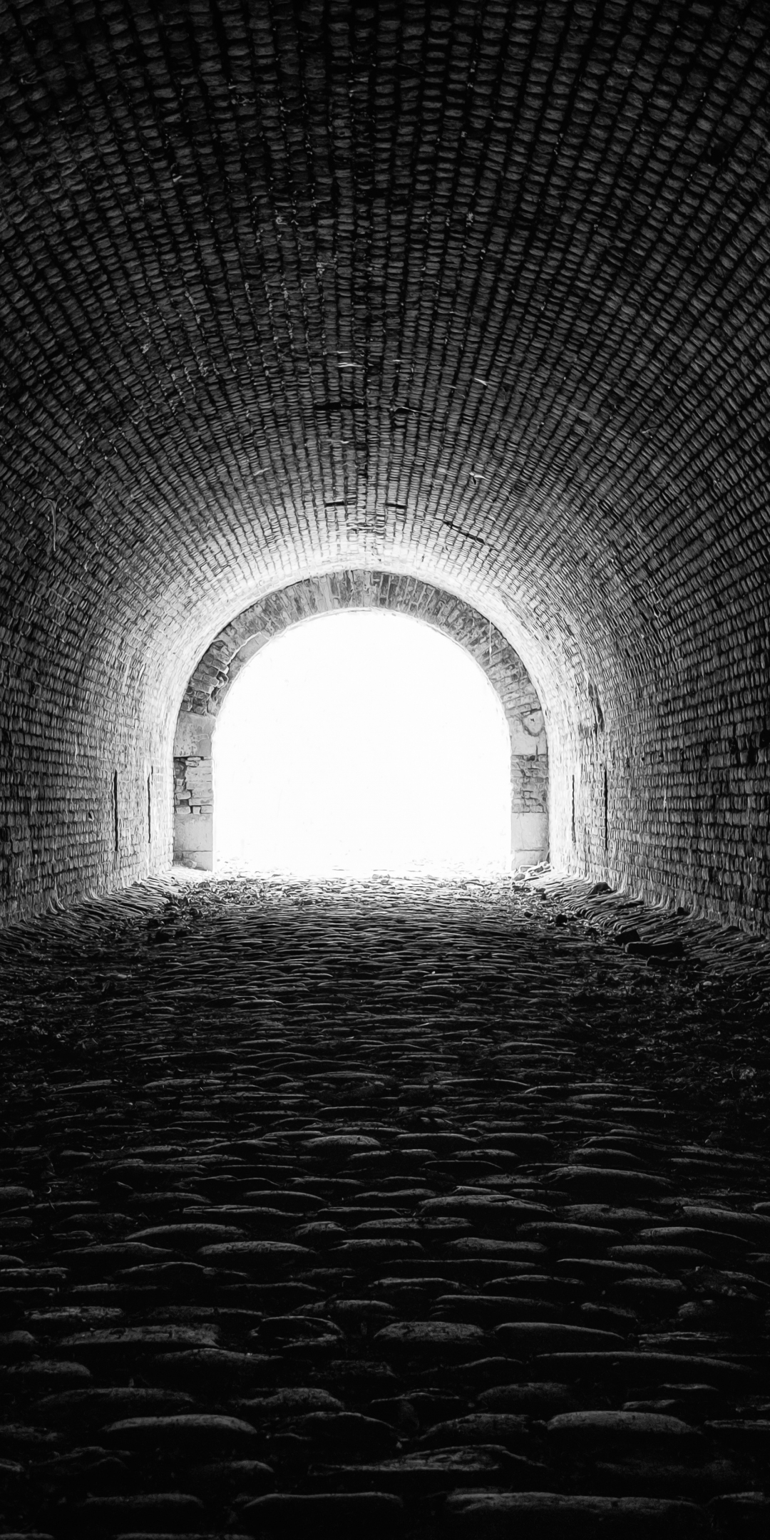 Black and white, tunnel, dark, architecture, 1080x2160 wallpaper