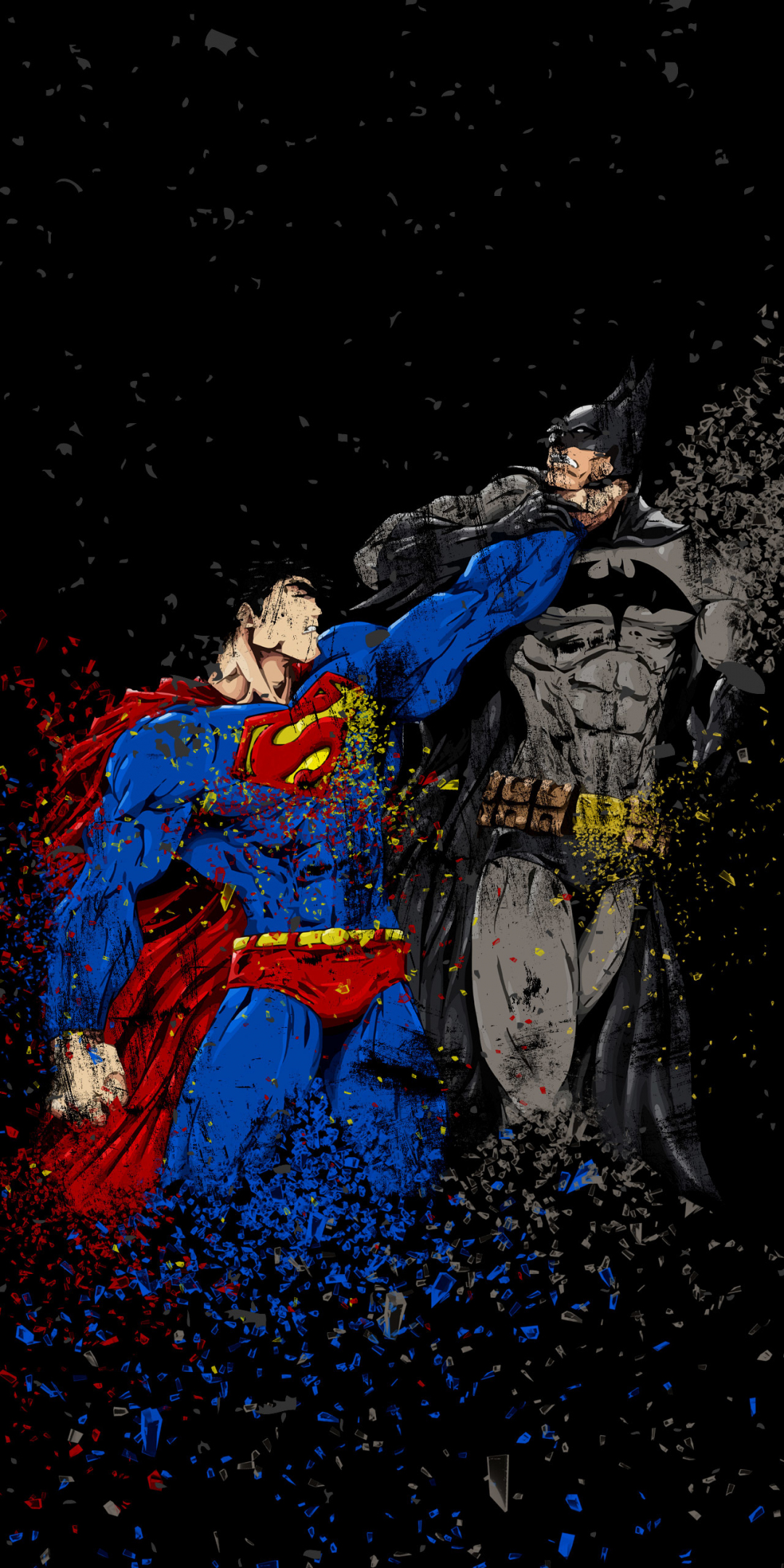 Batman vs superman, ruggon style, art, 1080x2160 wallpaper