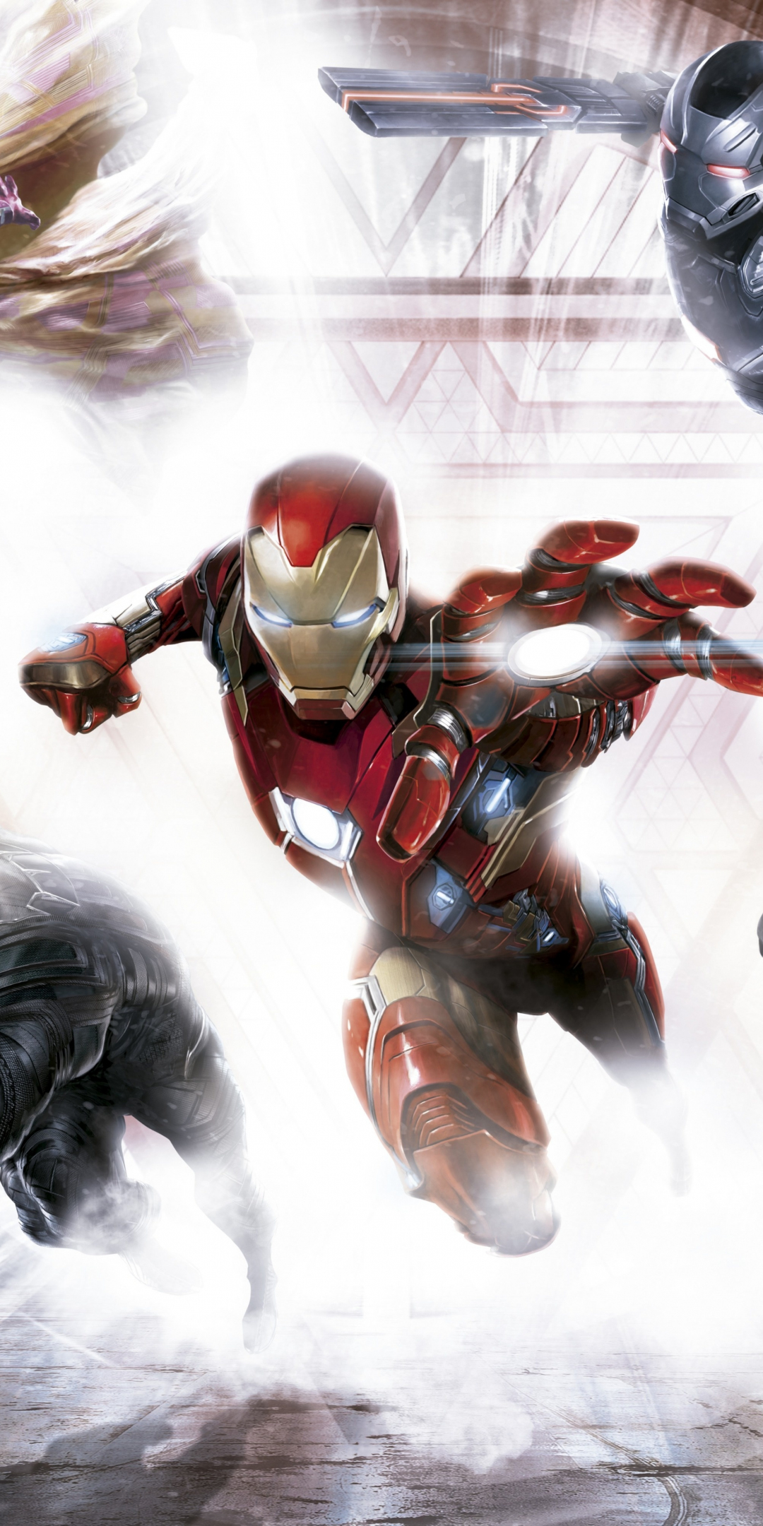 Captain America: Civil War, movie, iron man's team, artwork, 1080x2160 wallpaper