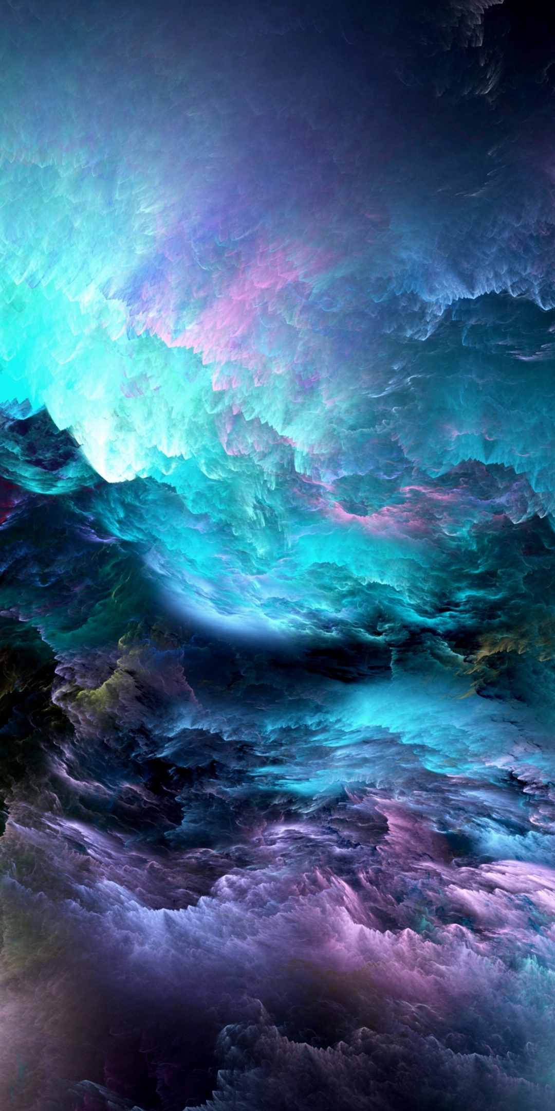 Glowing, dense, clouds, abstract, 1080x2160 wallpaper