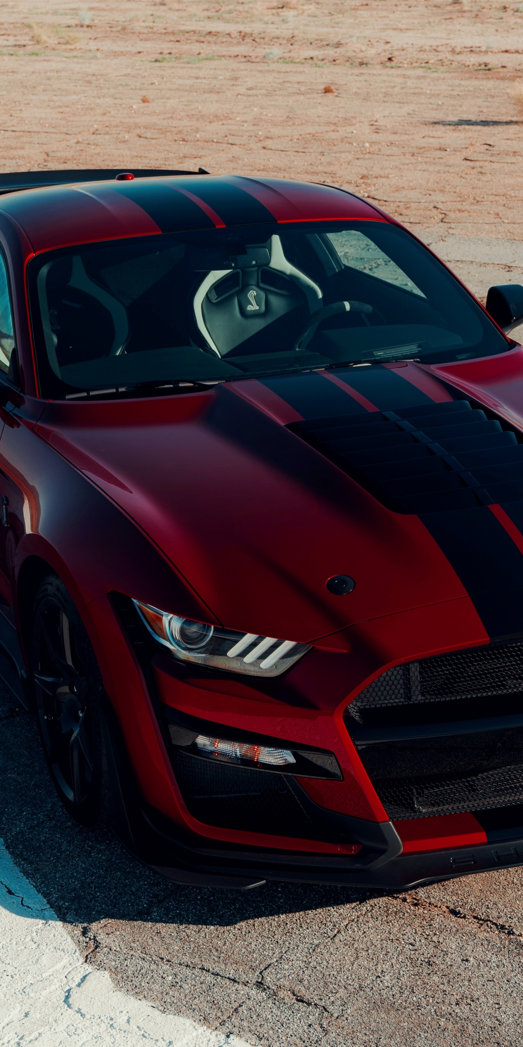 Ford Mustang Shelby GT500, muscle car, blood-red, 1080x2160 wallpaper