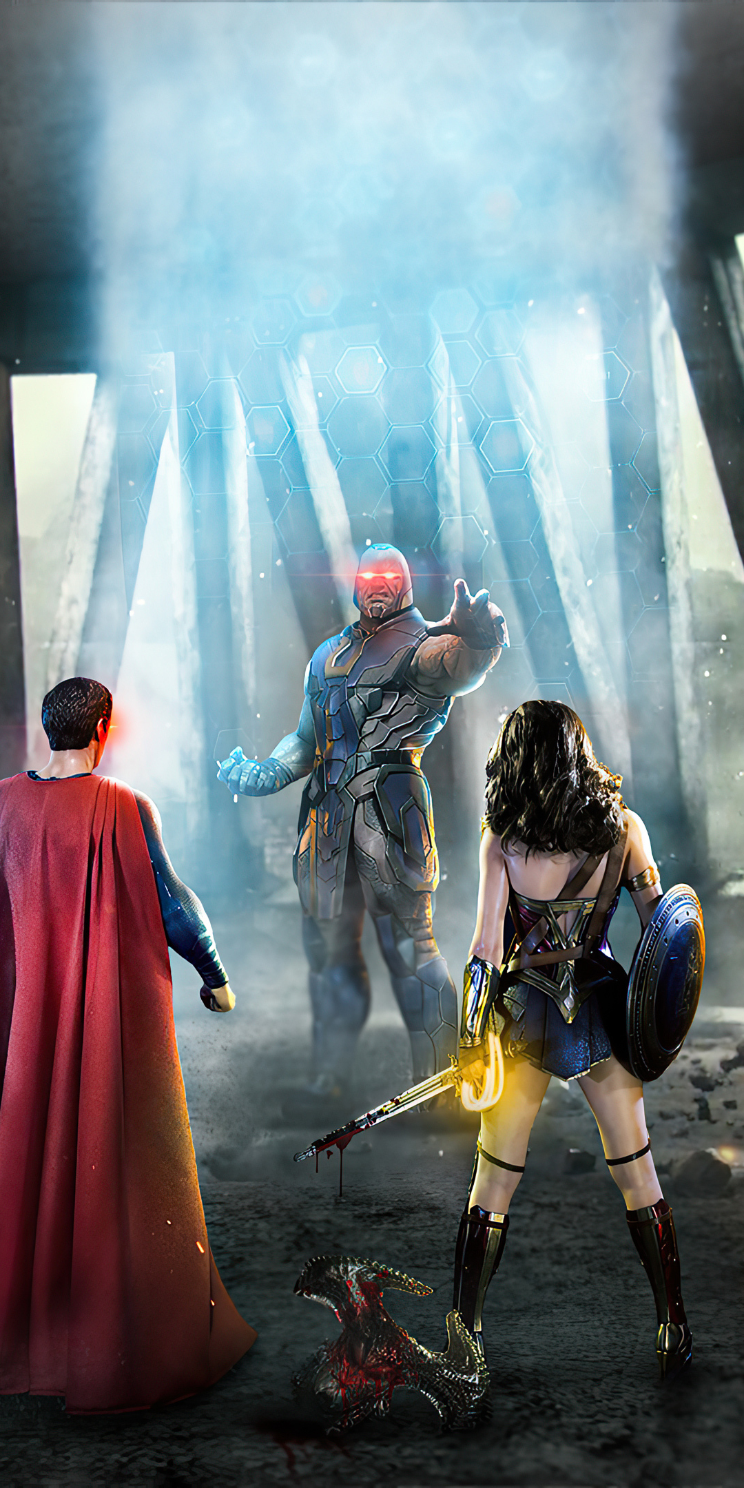 Justice League vs Darkseid, fan art, 2020, 1080x2160 wallpaper