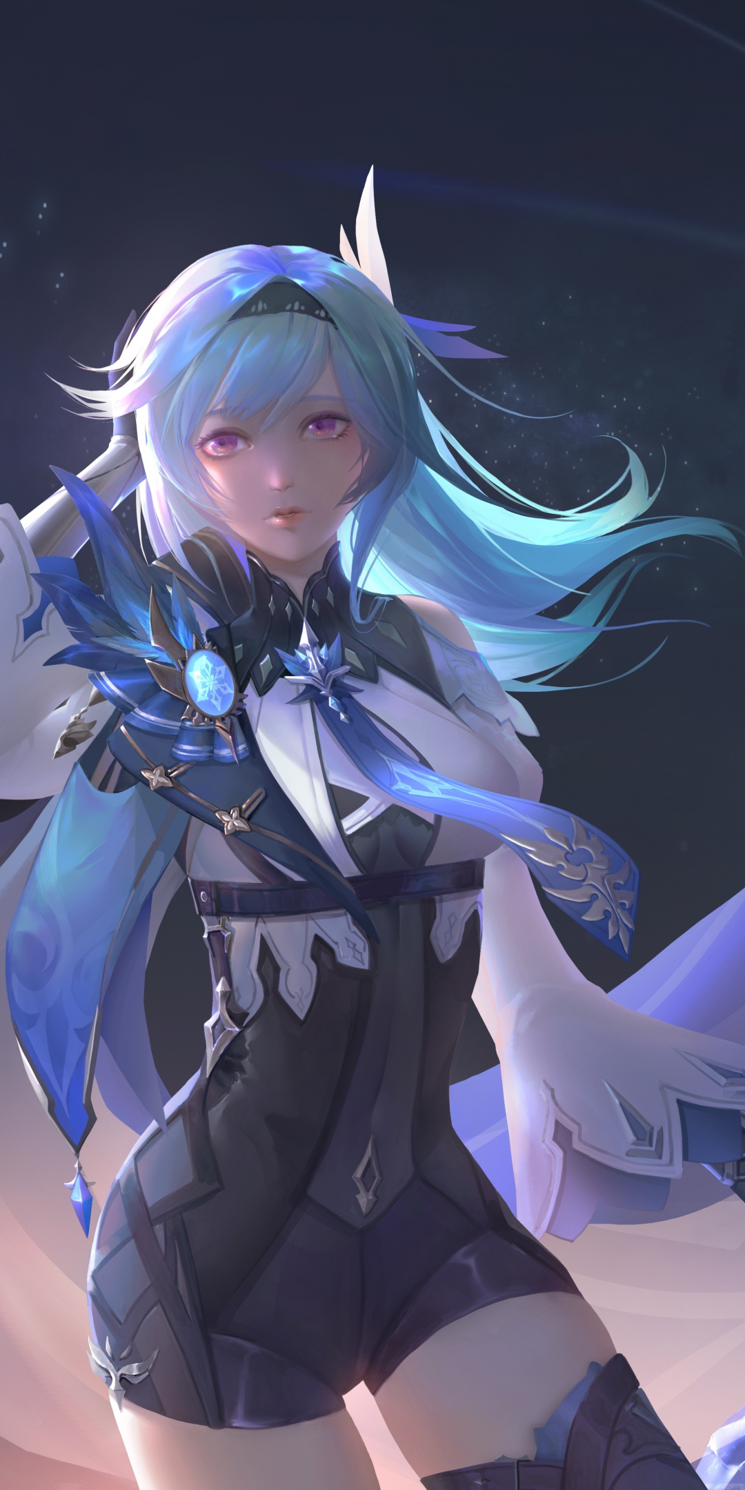 Blue hair Eula, Genshin Impact, video game, 22, 1080x2160 wallpaper