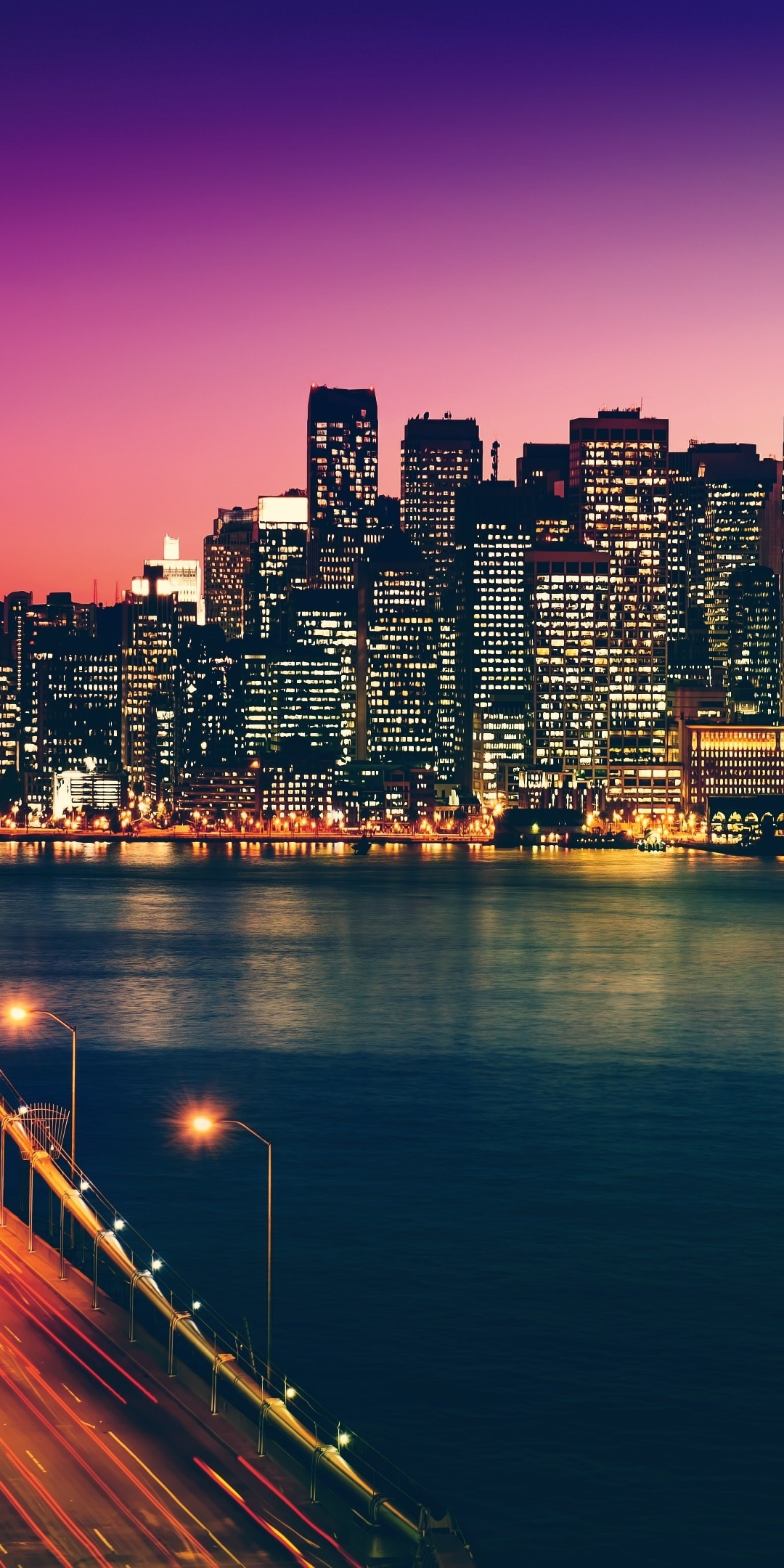 San Francisco, city, buildings, bridge, night, 1080x2160 wallpaper