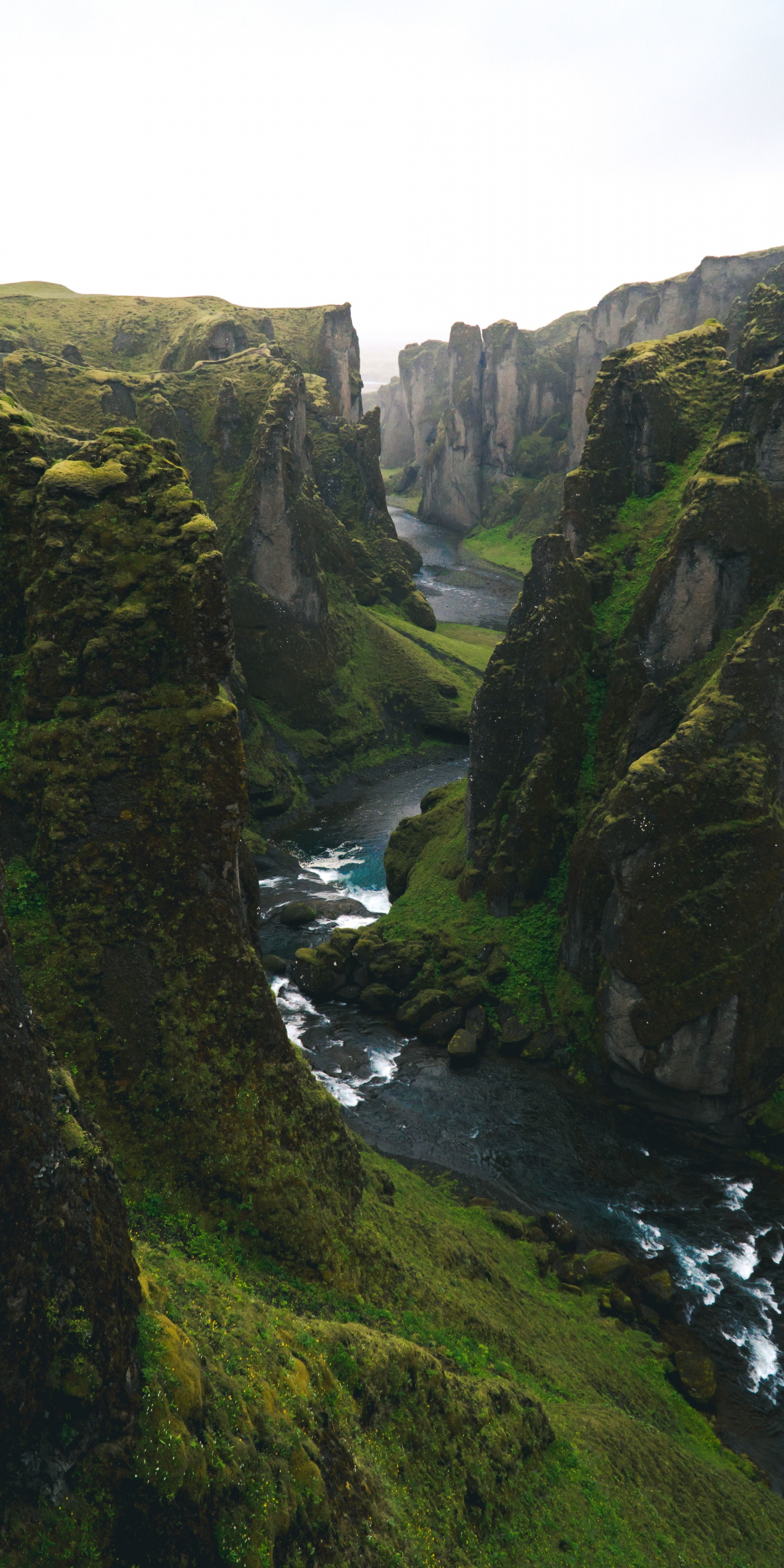 Iceland, valley, river, greenery, nature, 1080x2160 wallpaper