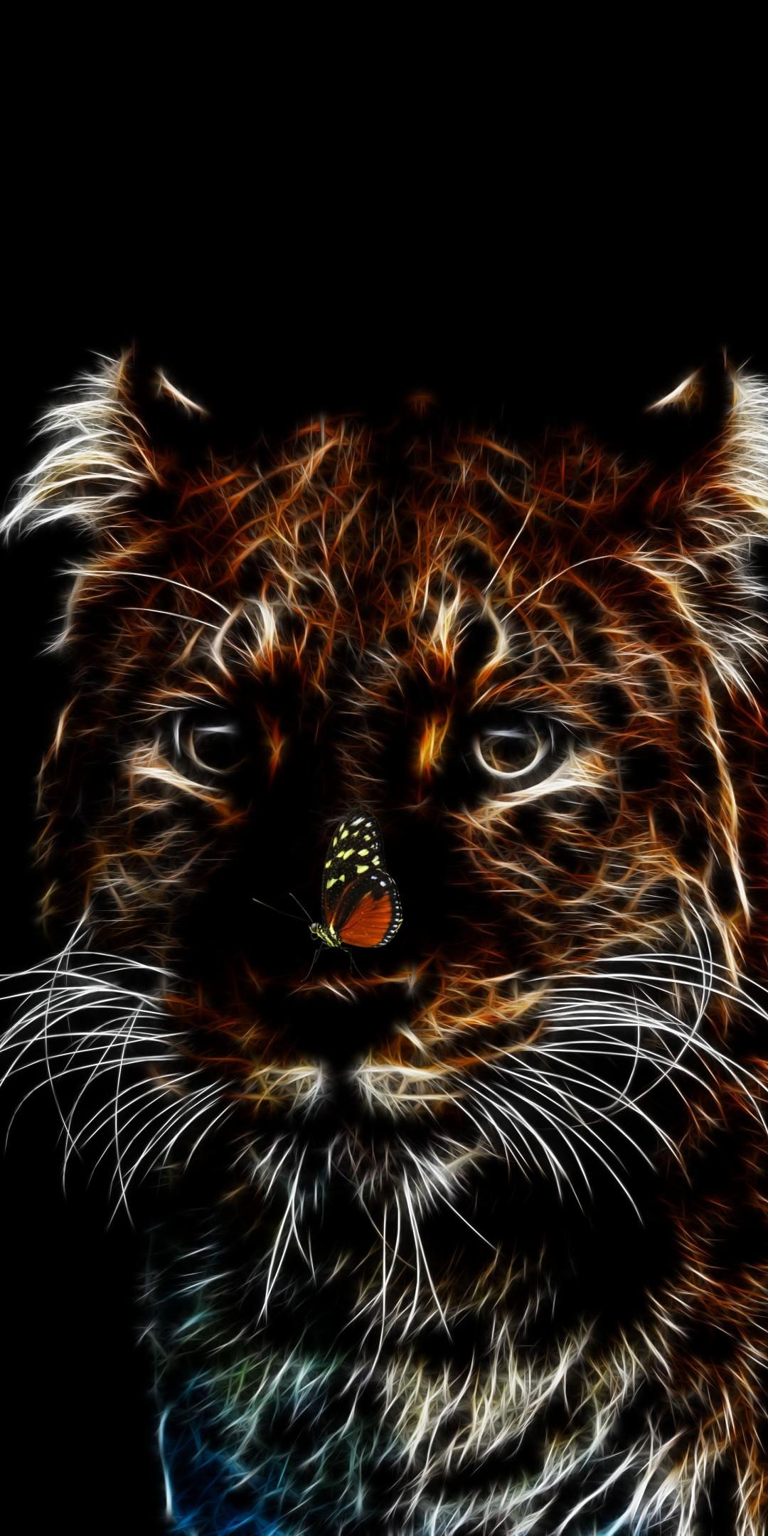 Tiger, muzzle, art, minimal, 1080x2160 wallpaper