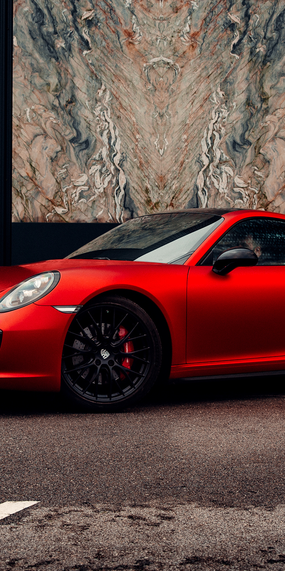 Porsche Carrera, red, 1080x2160 wallpaper
