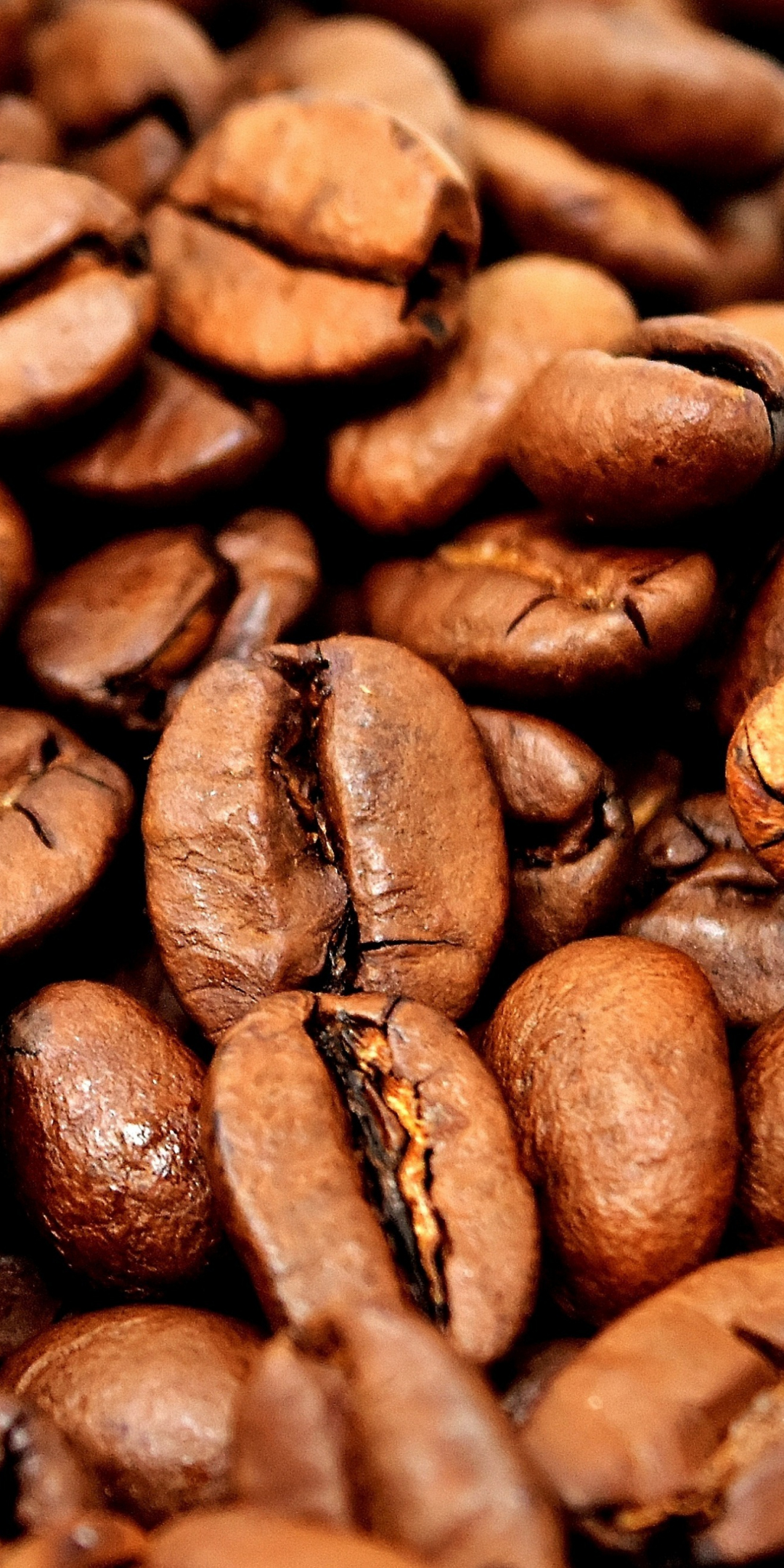 Coffee beans, close up, 1080x2160 wallpaper