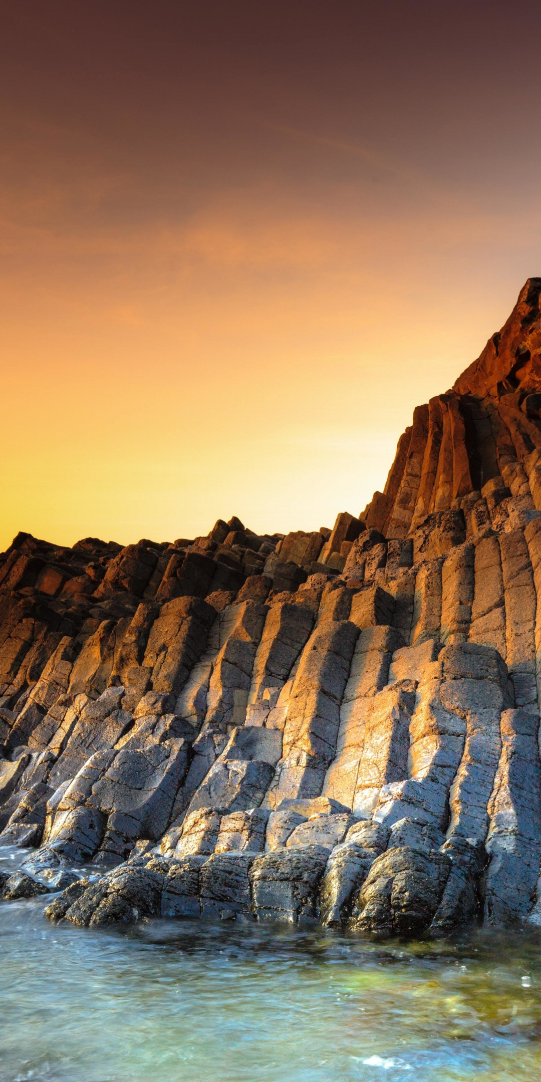 Coast, rocks of coast, sunset, 1080x2160 wallpaper