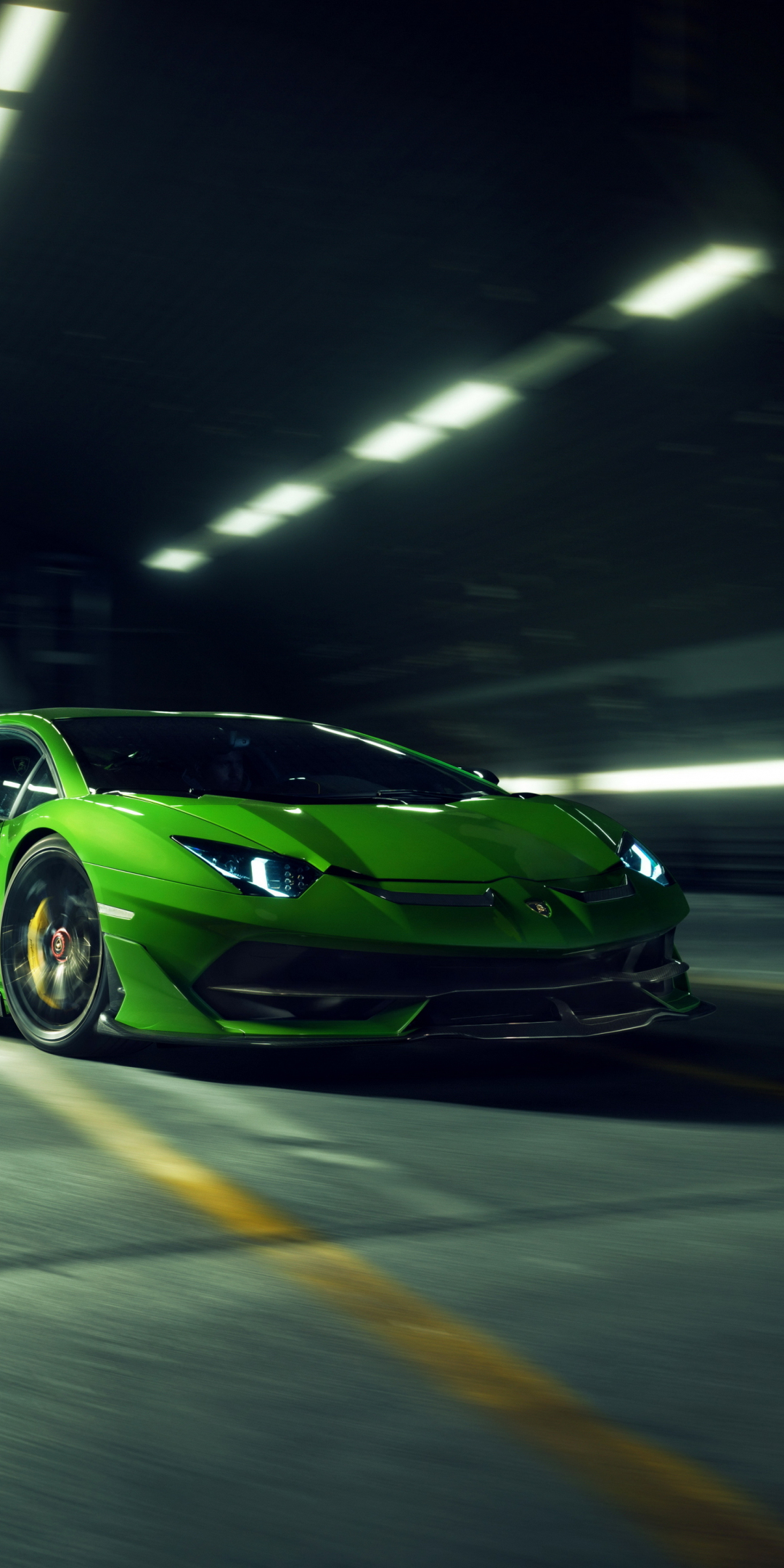 Lamborghini Aventador SVJ, green car, 1080x2160 wallpaper