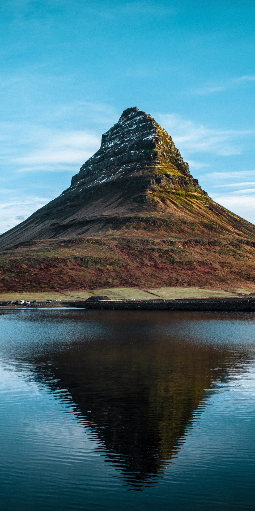 Nature, Kirkjufell, cliff, lake, reflections, Iceland, 1080x2160 wallpaper