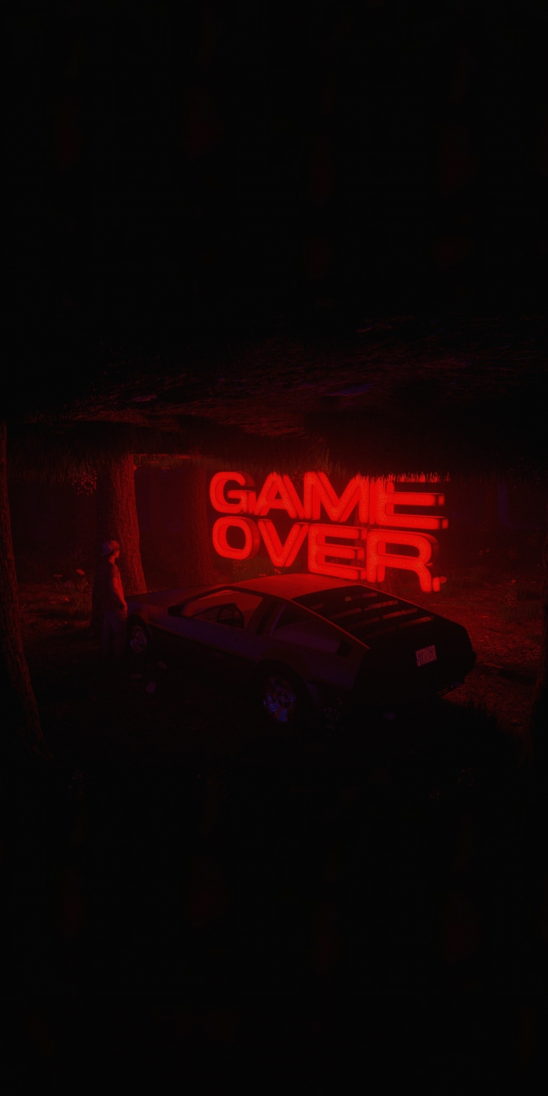 Game over, car, artwork, dark, 1080x2160 wallpaper