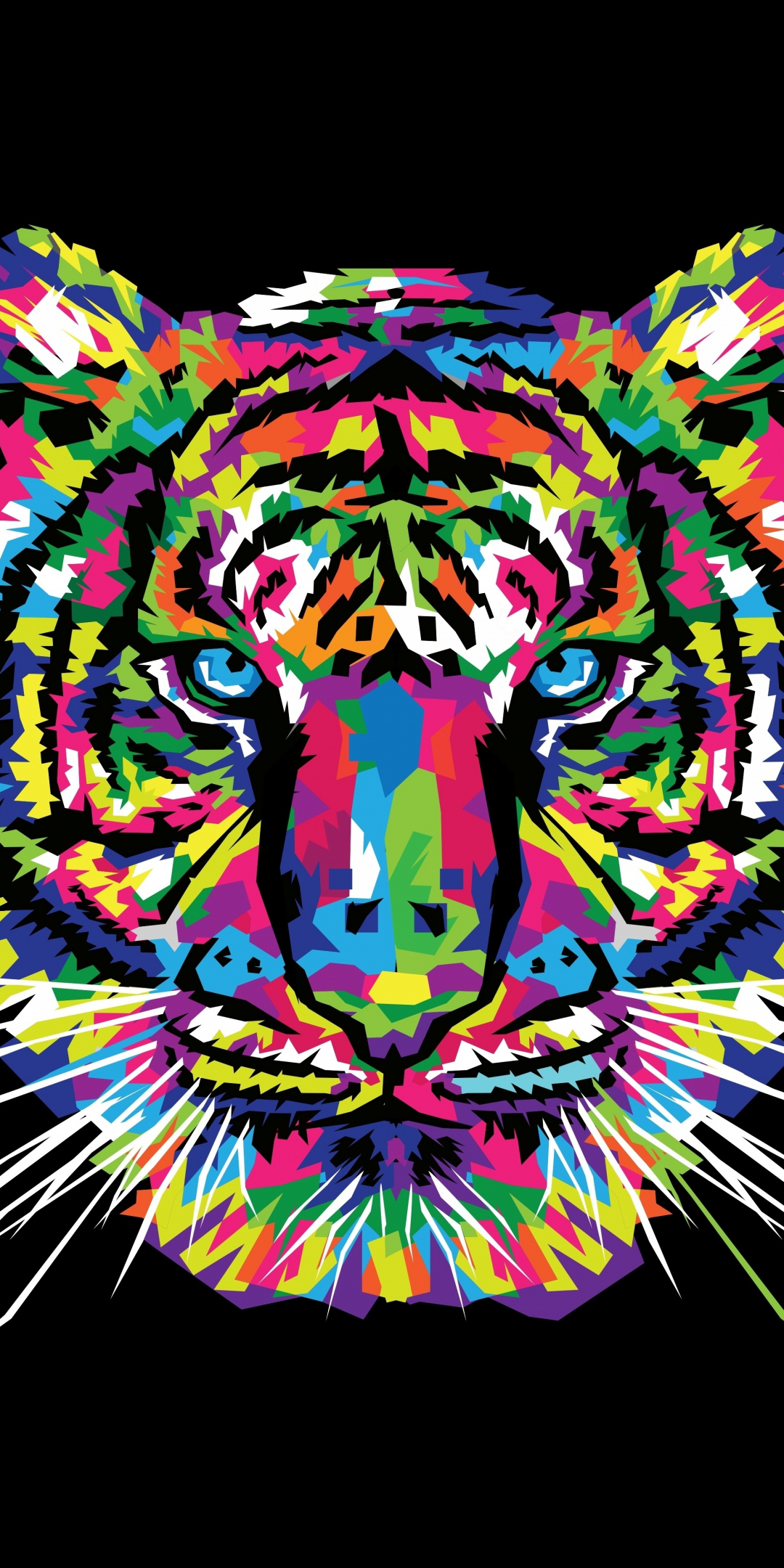 Tiger, muzzle, predator, artwork, 1080x2160 wallpaper